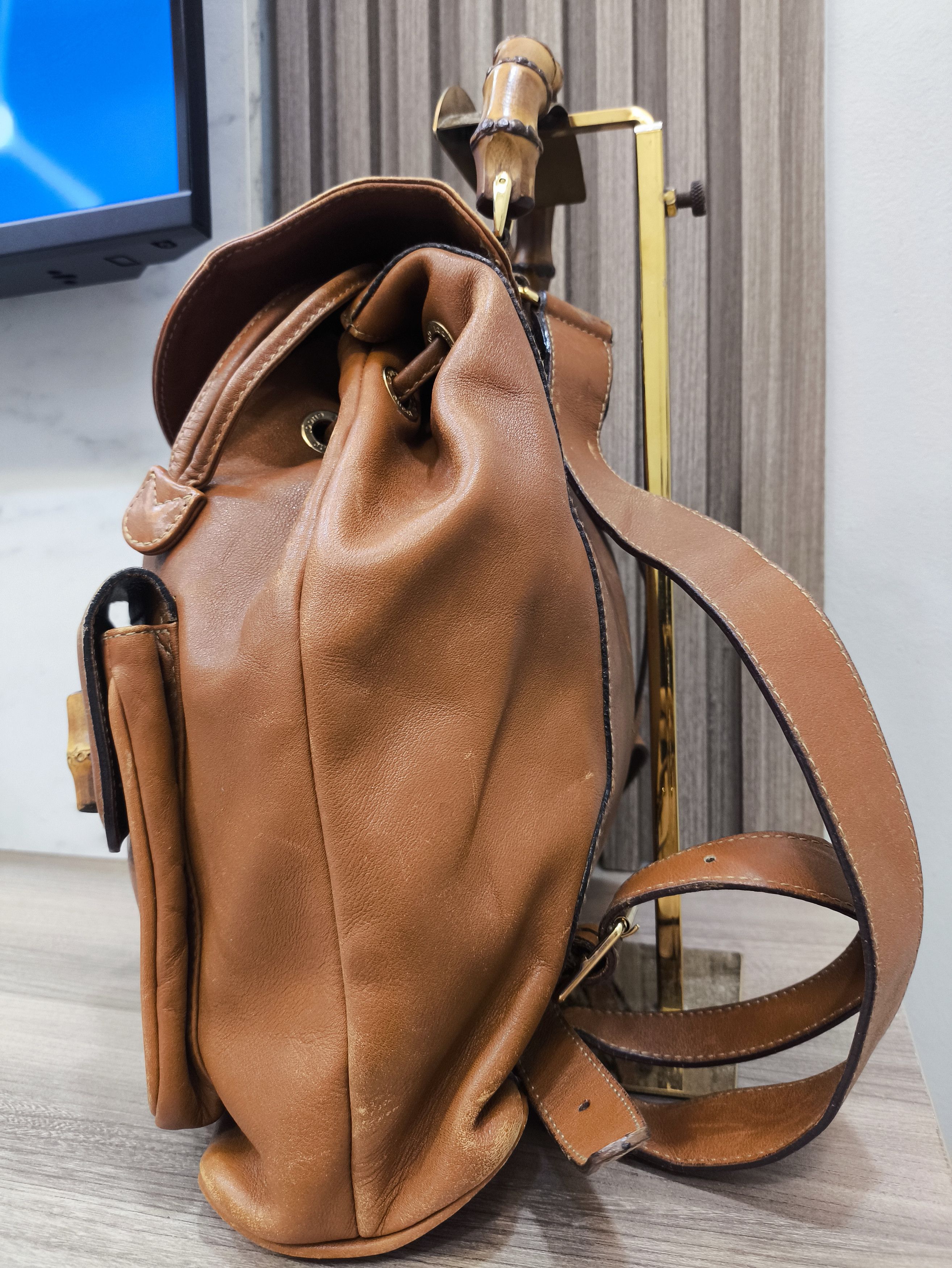 Gucci Gucci Brown Leather Bamboo Backpack Size ONE SIZE - 2 Thumbnail