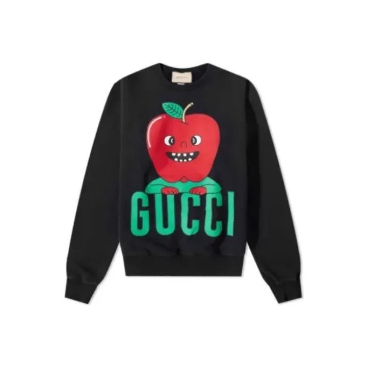 Gucci Gucci Black Apple Graphic Long Sleeve Sweatshirt Size US M / EU 48-50 / 2 - 1 Thumbnail