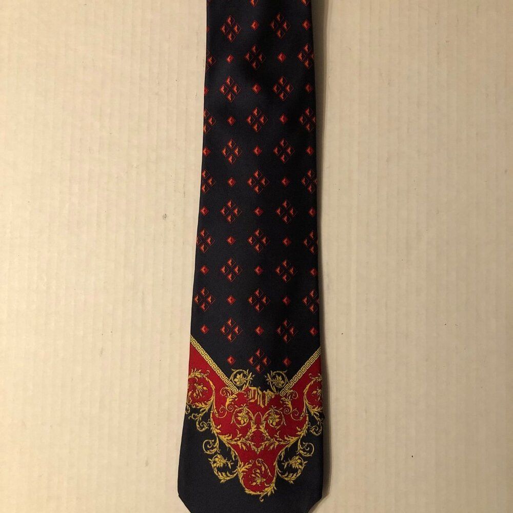 Versace VERSACE MEN'S NAVY 100%SILK TIE 3 5/8" X61 1/2" Size ONE SIZE - 2 Thumbnail