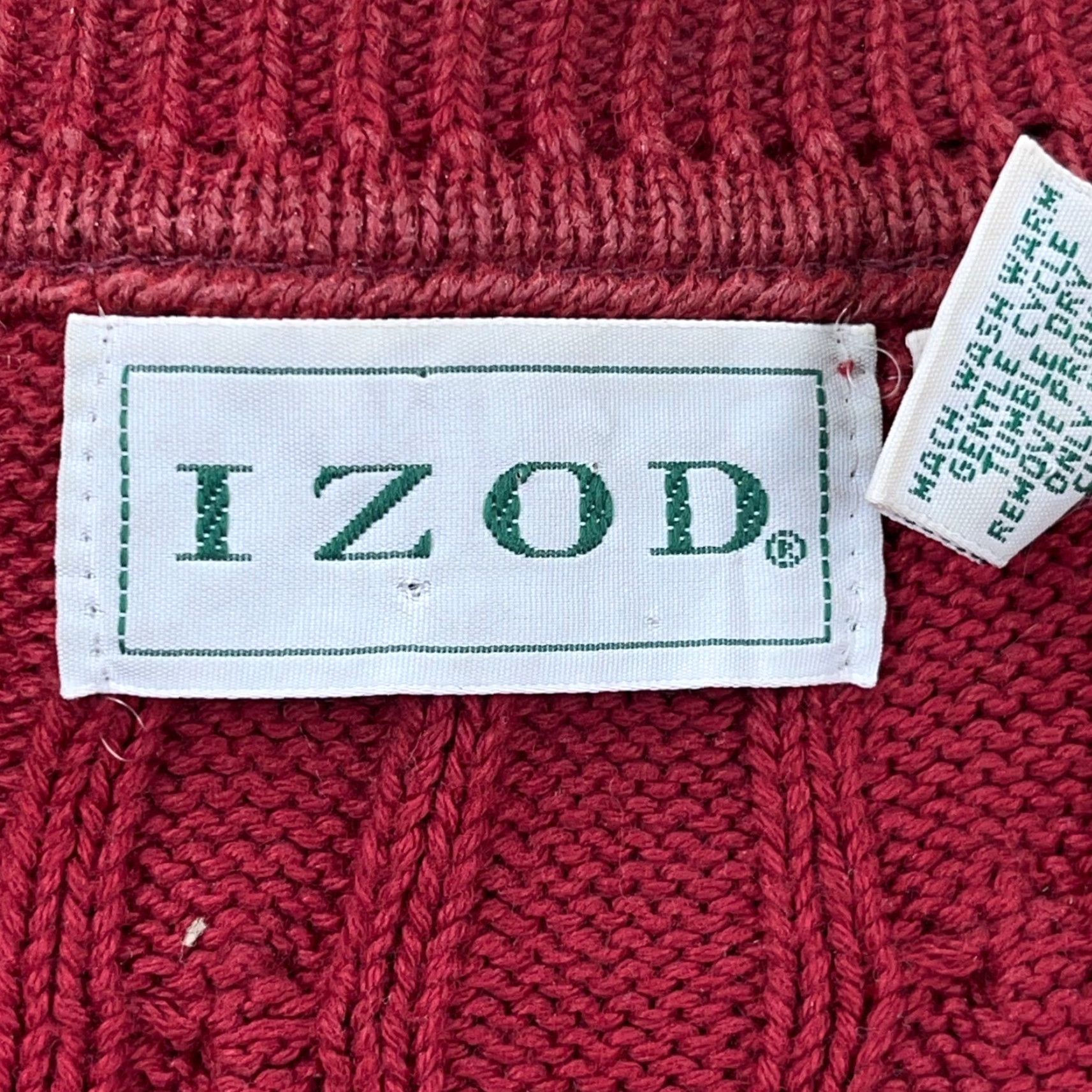 Izod VINTAGE IZOD Sweater Men L Red Cable Knit Crew Neck Golf Grandpa USA 80s Size US L / EU 52-54 / 3 - 3 Thumbnail