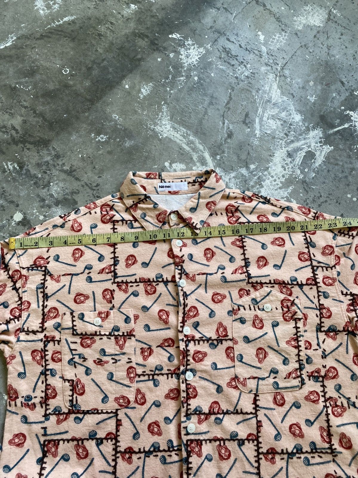 Ne-Net Vintage Ne-Net Monkey Motif Monogram Button Up Shirt Size US M / EU 48-50 / 2 - 14 Thumbnail