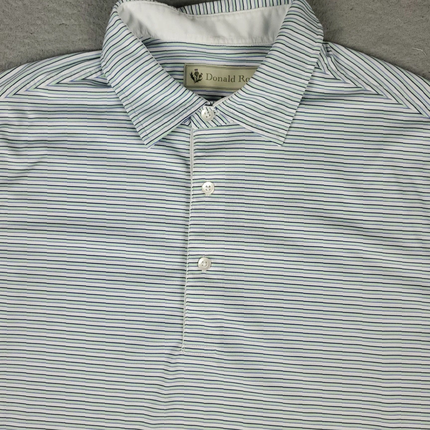 Vintage Donald Ross Polo Shirt Mens Size Medium Blue Striped Golf Short Sleeve Size US M / EU 48-50 / 2 - 2 Thumbnail