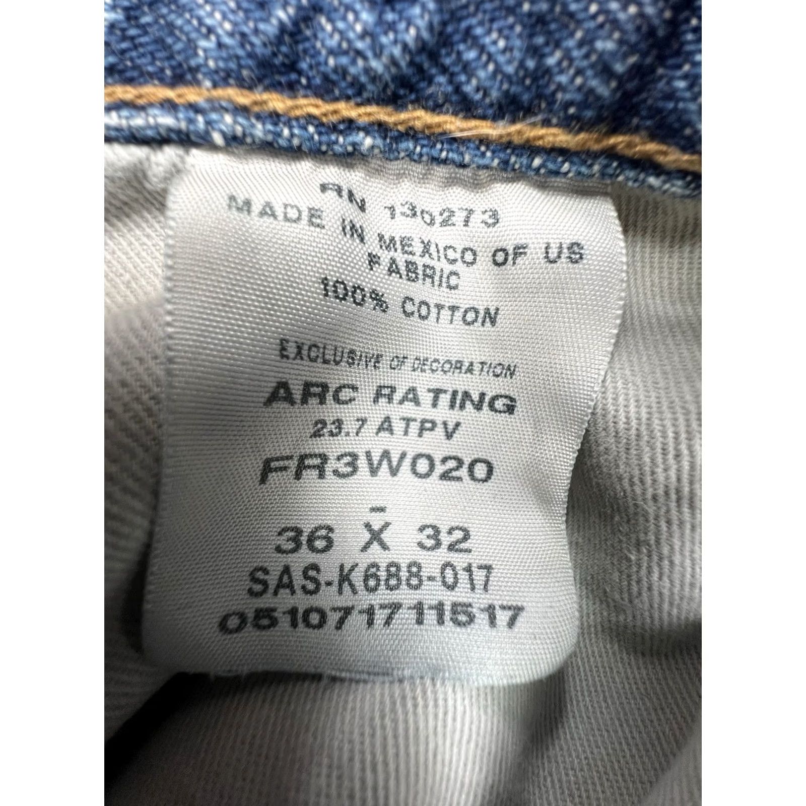 Wrangler Wrangler Flame Resistant FR Jeans Men's Relaxed Work 5-Pocket Denim 36x32 Blue Straight Zip Button Bagged (Regular) Diamon Logo Workwear Vintage? No Size US 36 / EU 52 - 6 Thumbnail