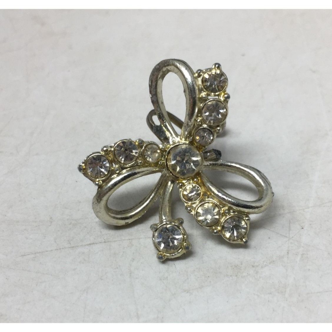 Other Women's Silver Tone Screw Back Earrings with Rhinestones Size ONE SIZE - 4 Thumbnail