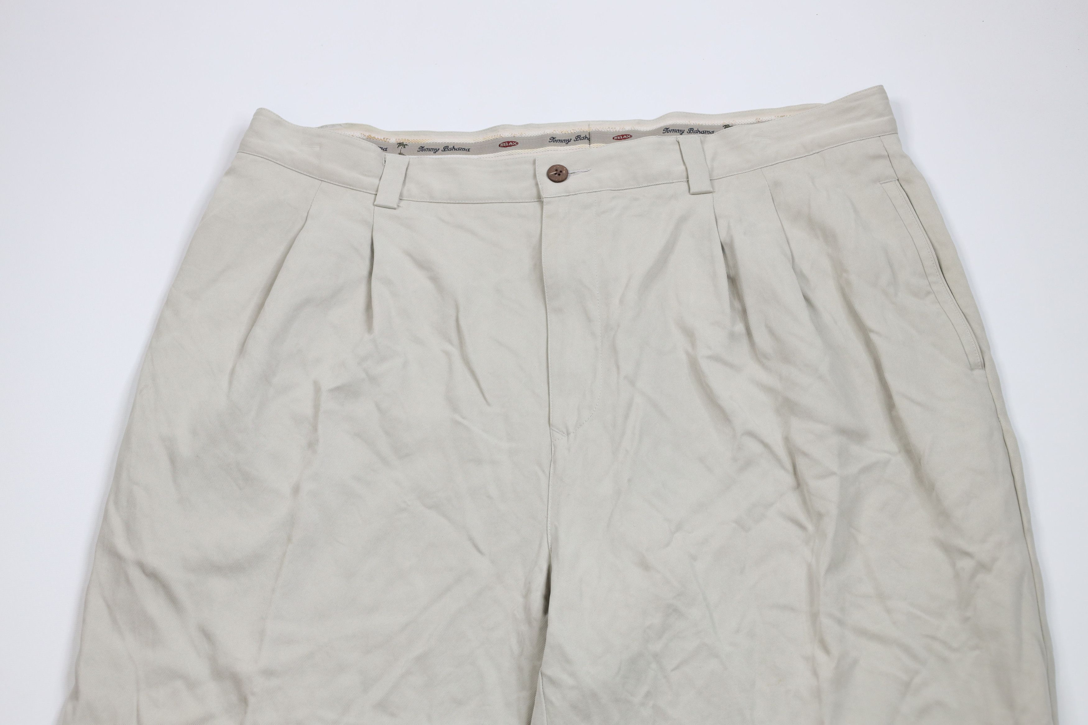 Tommy Bahama × Vintage Vintage 90s Tommy Bahama Silk Wide Leg Chino Pants Gray Size US 38 / EU 54 - 2 Thumbnail