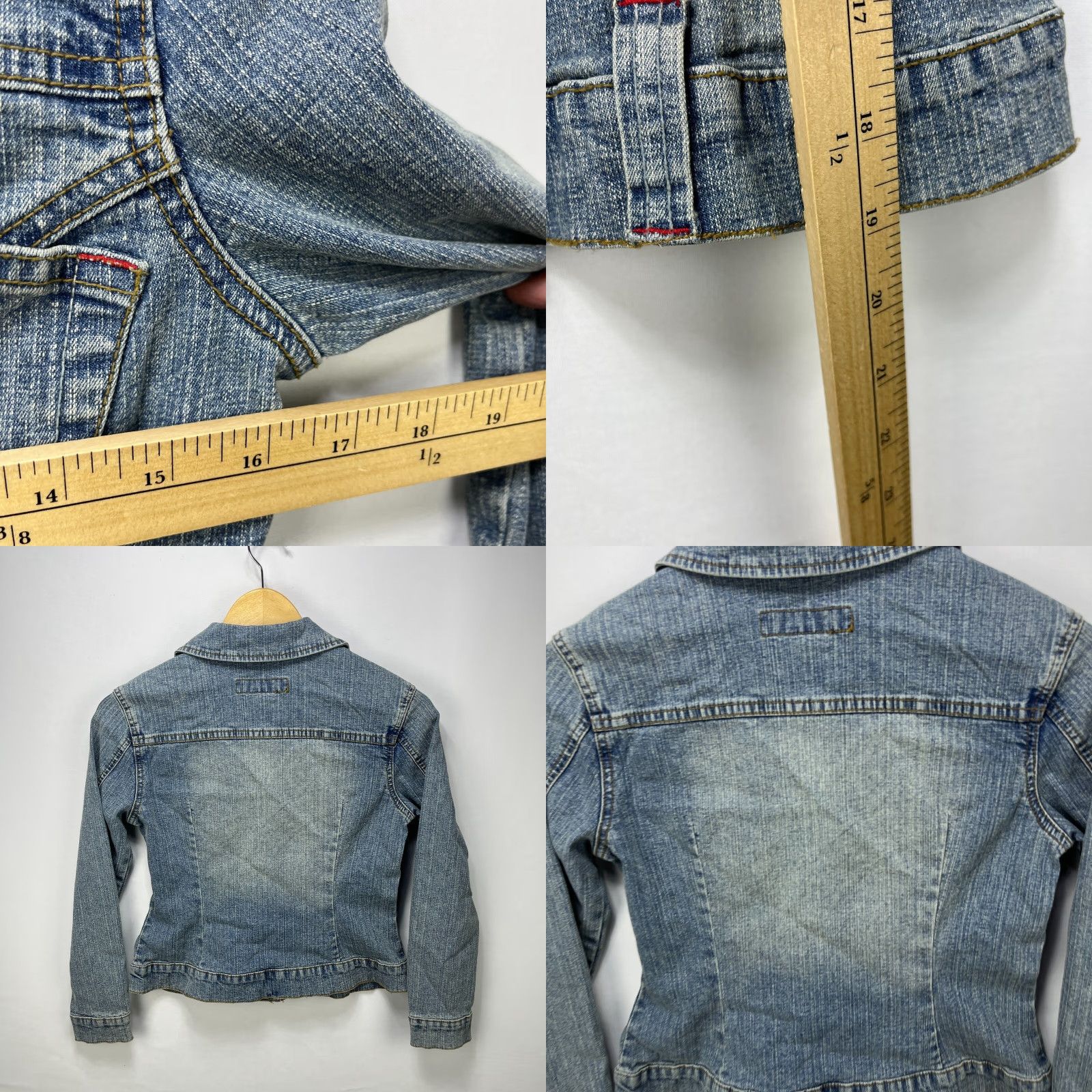 Denime VINTAGE Revolt Jeans Denim Jacket Denim Jacket Womens M Blue Cropped Style 90s? Size 32" / US 10 / IT 46 - 8 Thumbnail