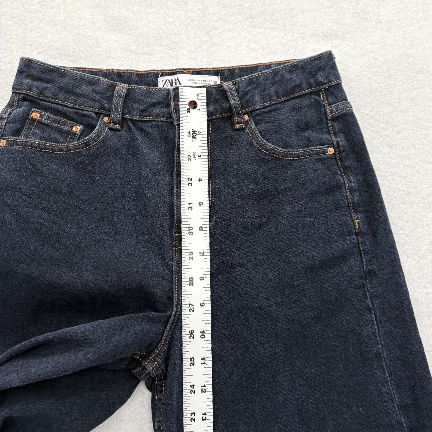 Zara Zara Jeans Womens 4 Blue High Rise Wide Leg Cropped Raw Hem Denim Distressed Pockets Boho Streetwear Girls/Womens Size 27" / US 4 / IT 40 - 7 Thumbnail