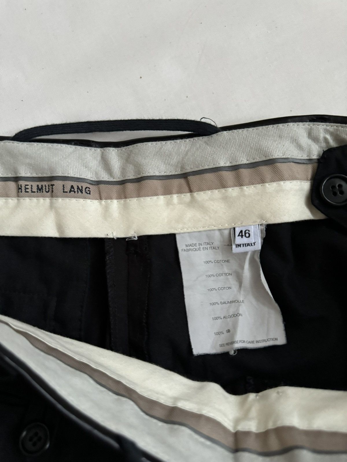 Helmut Lang 90’s Cotton Trouser with Leather Waistband Size 46R - 5 Thumbnail