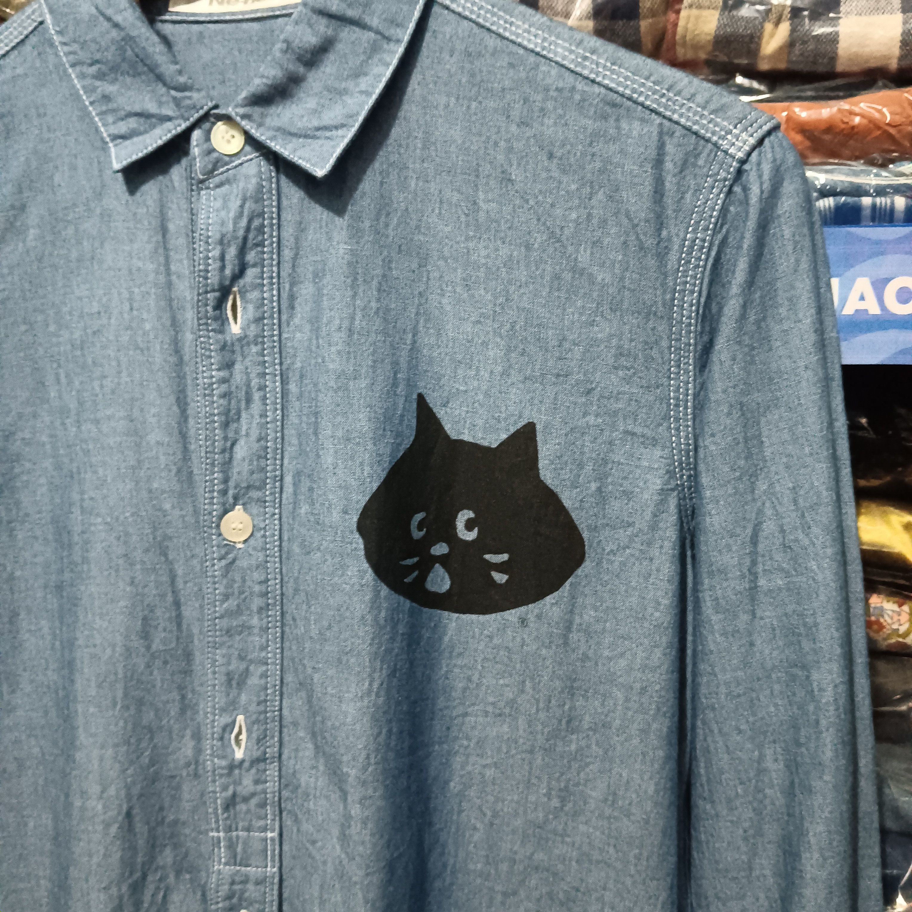 Issey Miyake × Japanese Brand × Ne-Net Ne-net Cat denim shirt button up Size US L / EU 52-54 / 3 - 2 Thumbnail