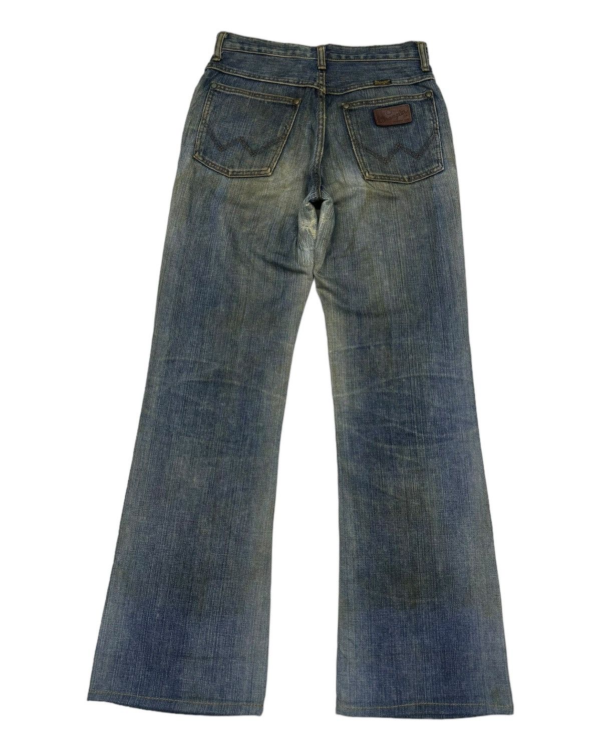 If Six Was Nine Vintage Wrangler Mud Wash Flare Jeans Distressed Denim Size 27" / US 4 / IT 40 - 6 Thumbnail
