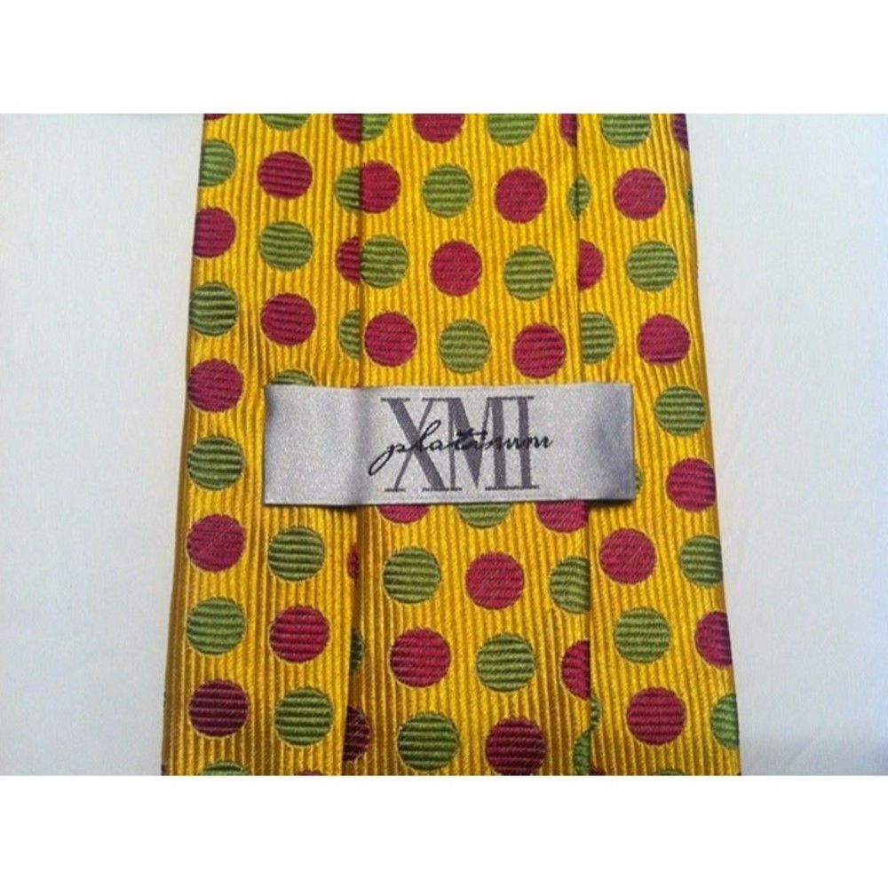 XMI Platinum XMI PLATINUM MEN'S NEW GOLD 100%SILK TIE WIDTH: 3 7/8" Size ONE SIZE - 4 Thumbnail