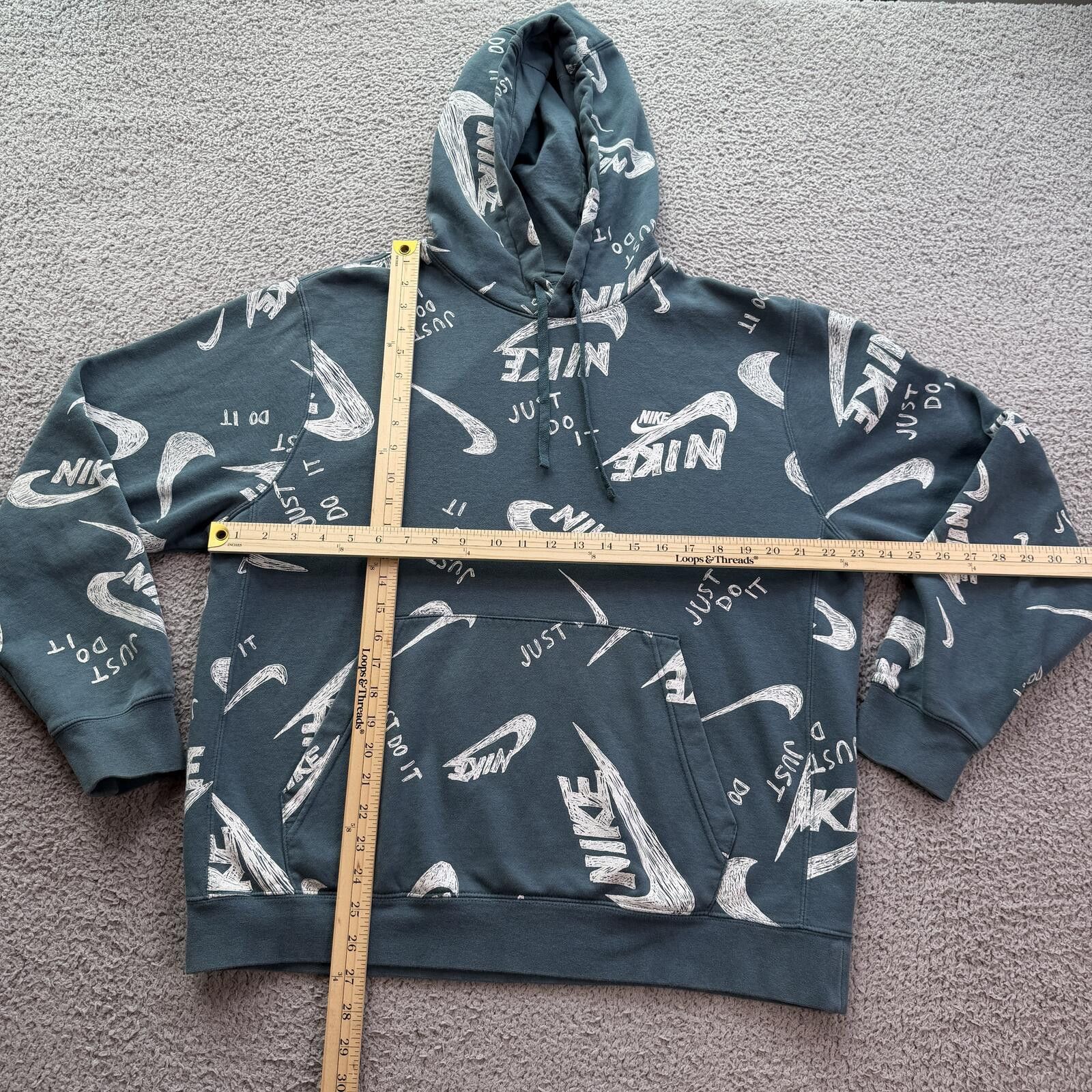 Nike Nike Just Do It Hoodie Teal Green Pullover Swoosh Sweatshirt Size US L / EU 52-54 / 3 - 3 Thumbnail