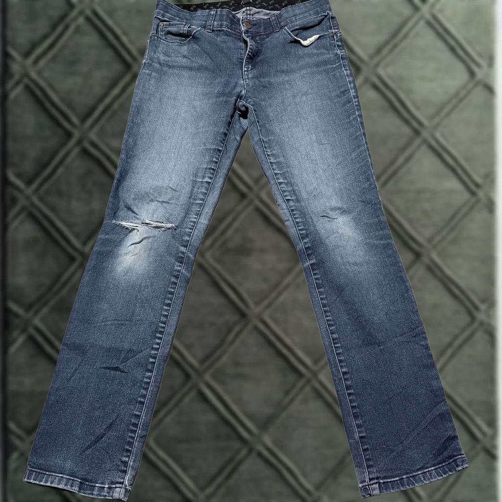 Jones New York Jones New York Jeans Women's Blue Denim Mid Rise Distressed Slim Fit Skinny - 10 Size 32" / US 10 / IT 46 - 1 Thumbnail