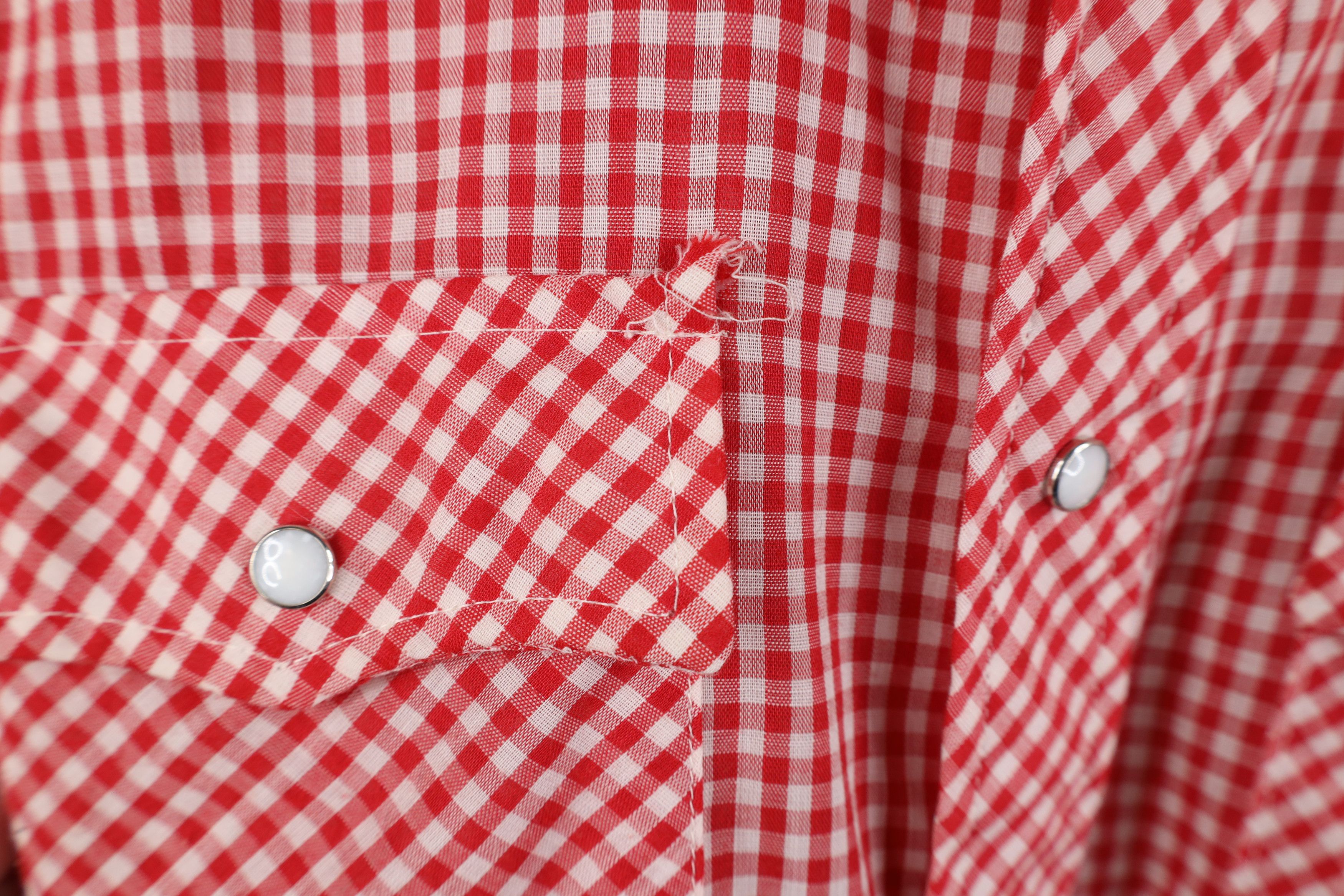 Vintage Vintage 70s Rockabilly Snap Button Shirt Gingham Plaid USA Size US L / EU 52-54 / 3 - 6 Thumbnail