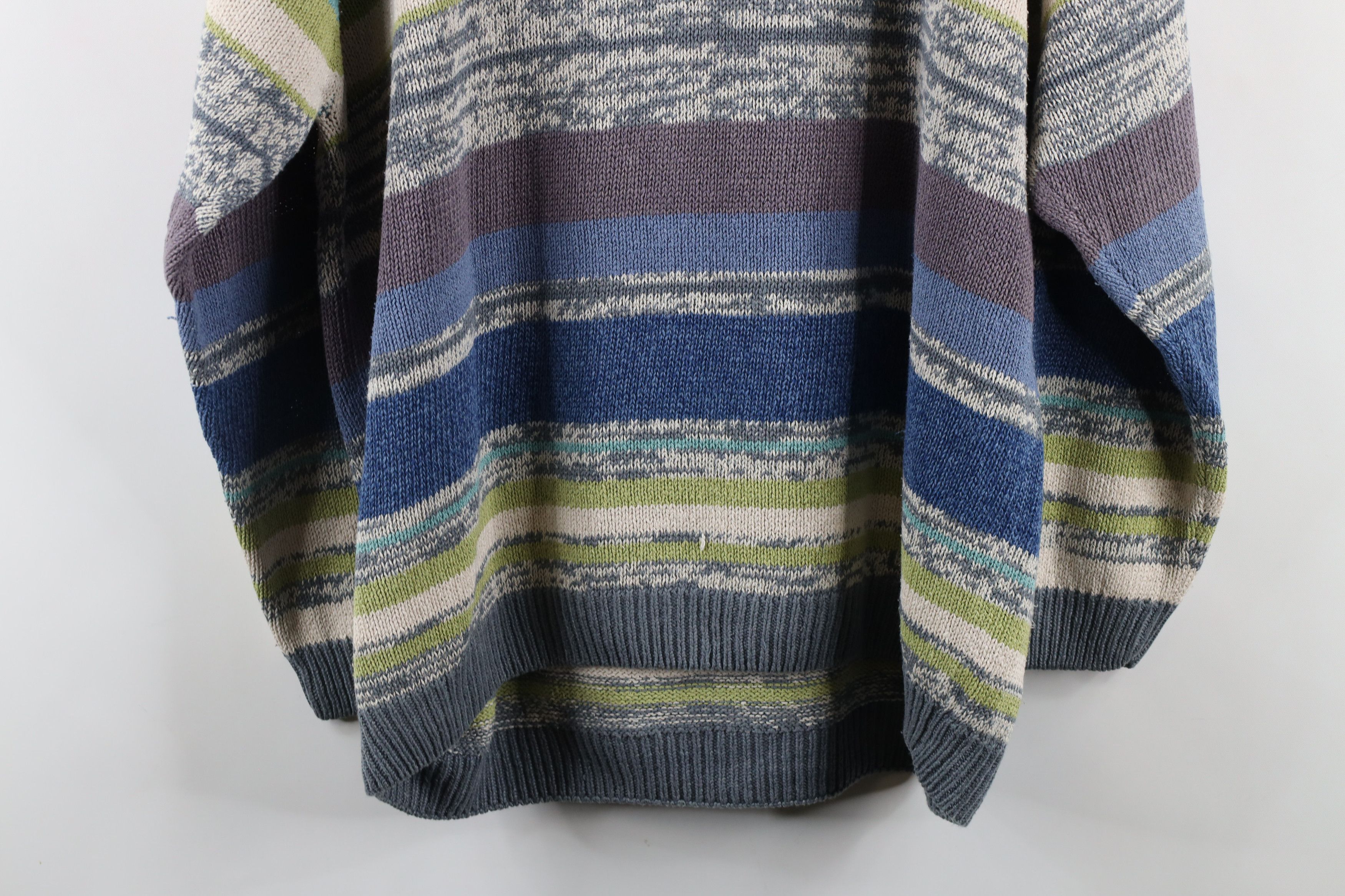 Vintage Vintage 90s Streetwear Striped Silk Linen Blend Knit Sweater Size L / US 10 / IT 46 - 9 Thumbnail