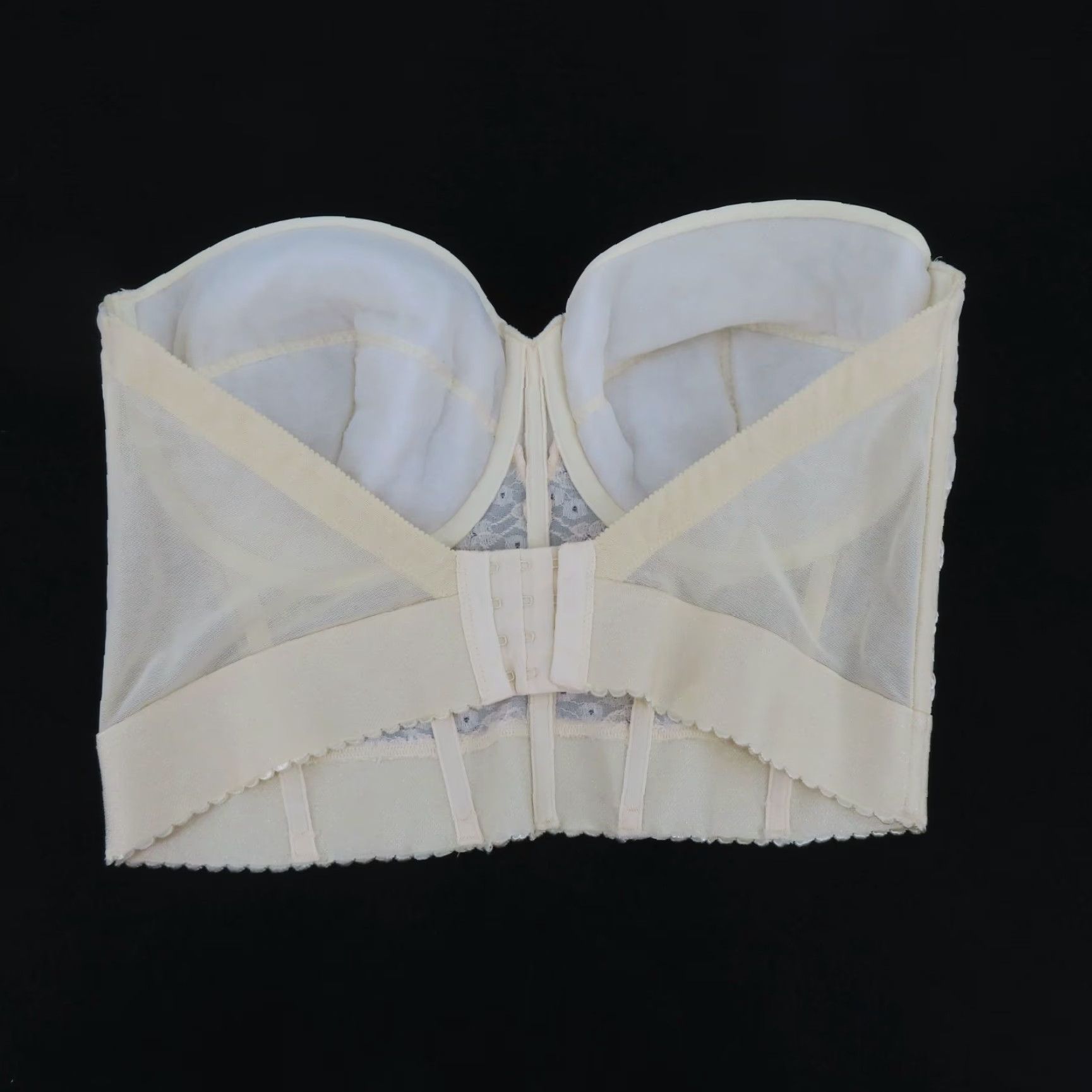 Vintage Dominique Bra 40D Longline Strapless Underwire Floral Ivory Chopper 8639 Womens Size ONE SIZE - 7 Thumbnail