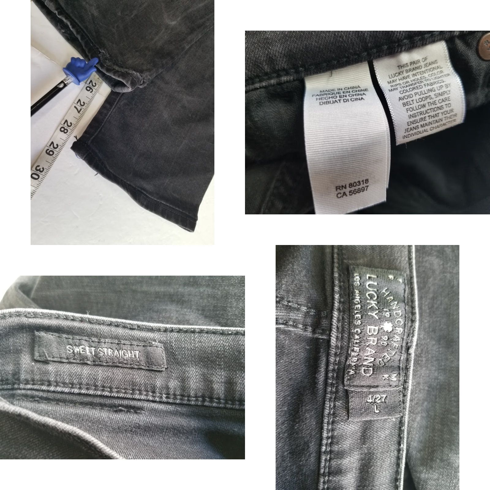 Lucky Brand Lucky Brand Womens Jeans Straight 4/27 High Rise Distressed Black 27in Inseam Slim Regular Size 4 Women Button Zip Stretch Comfort See Pic Size 27" / US 4 / IT 40 - 8 Thumbnail