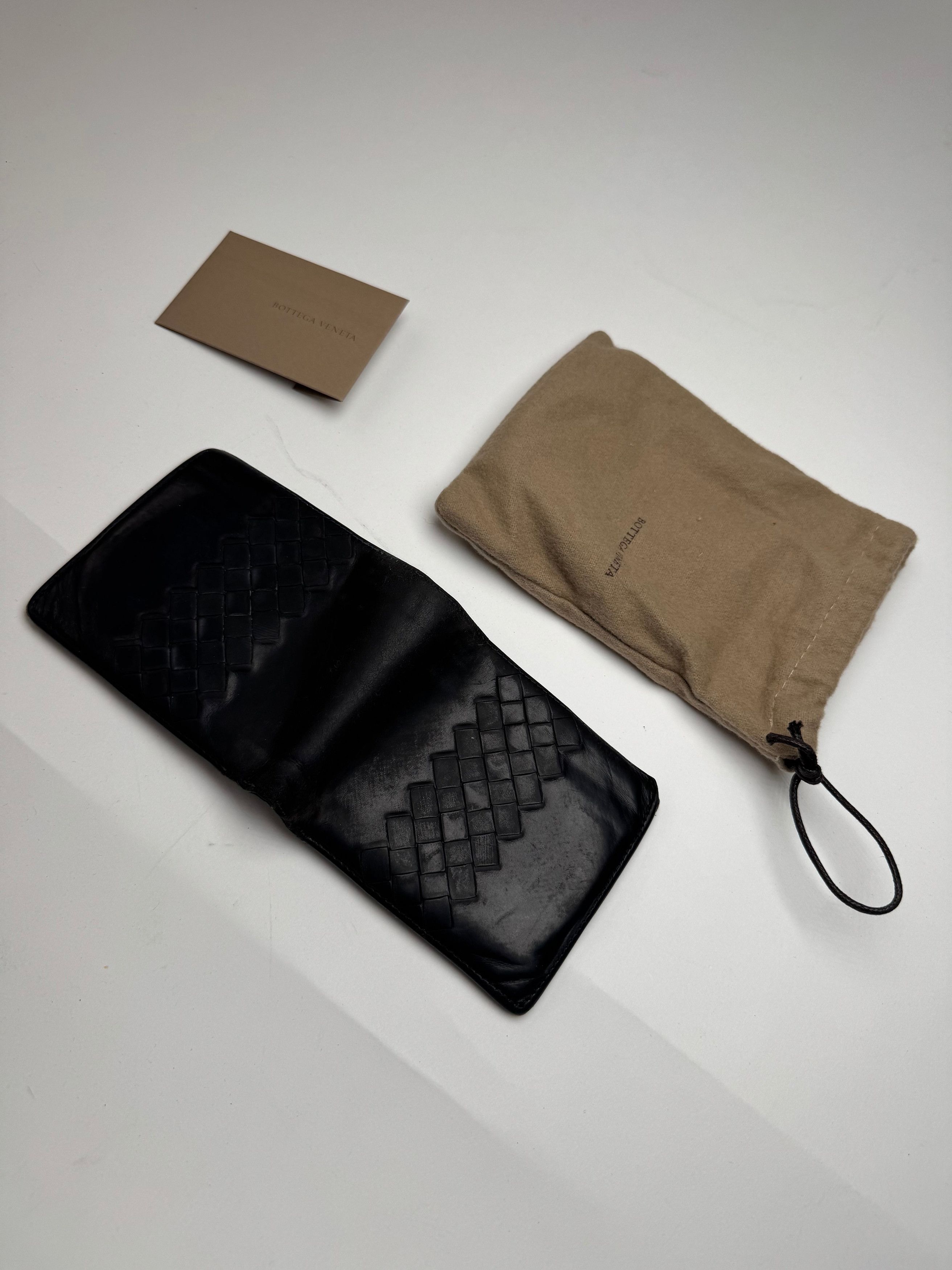Bottega Veneta Vintage Foldable Card Holder Leather Black Size ONE SIZE - 1 Thumbnail
