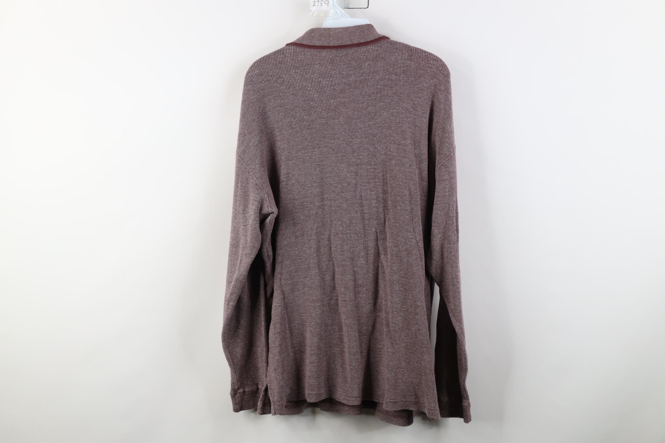 Vintage Vintage 90s Streetwear Thermal Waffle Knit Long Sleeve Polo Size US L / EU 52-54 / 3 - 8 Thumbnail