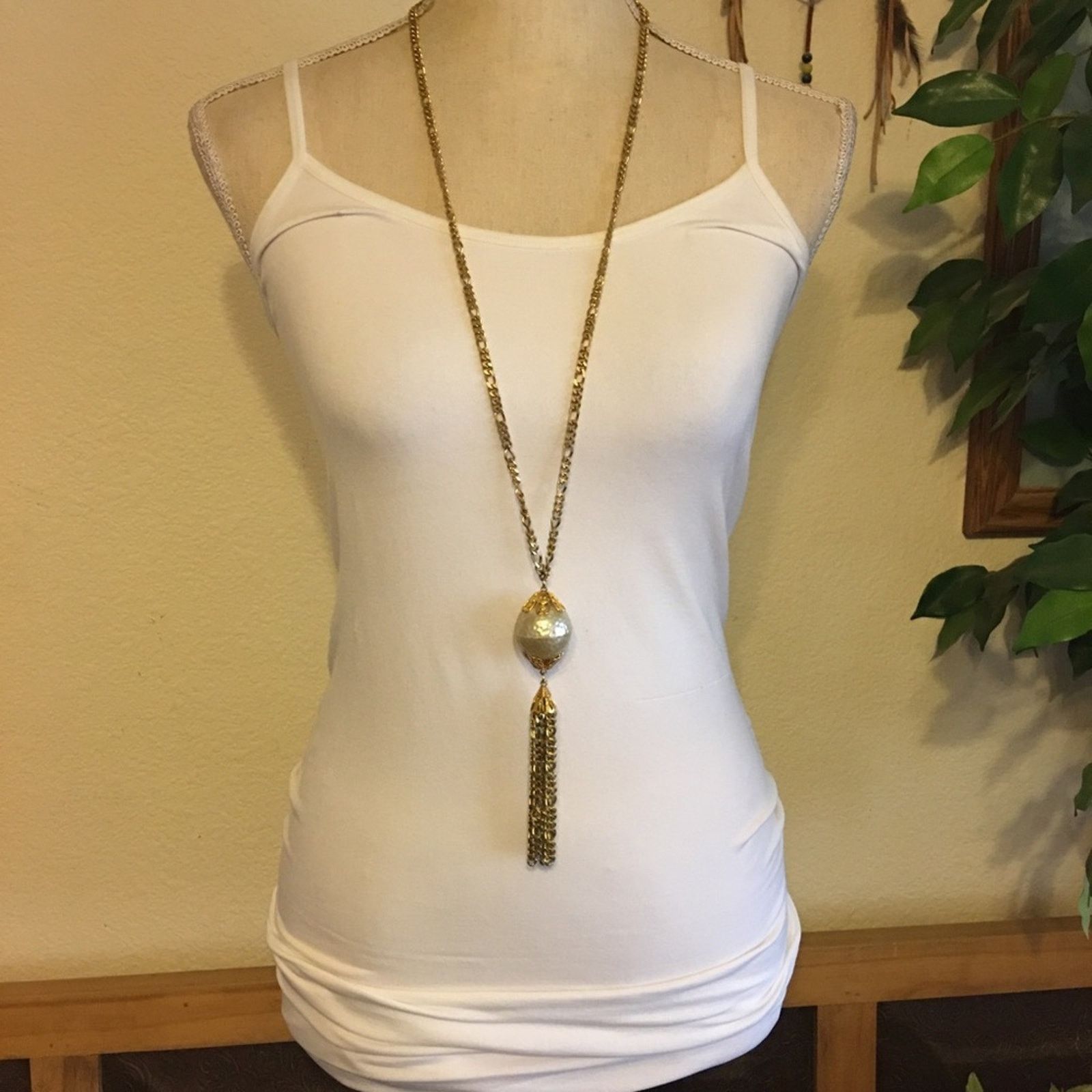 Vintage Vintage gold figaro bell capped pearl necklace Size ONE SIZE - 3 Thumbnail