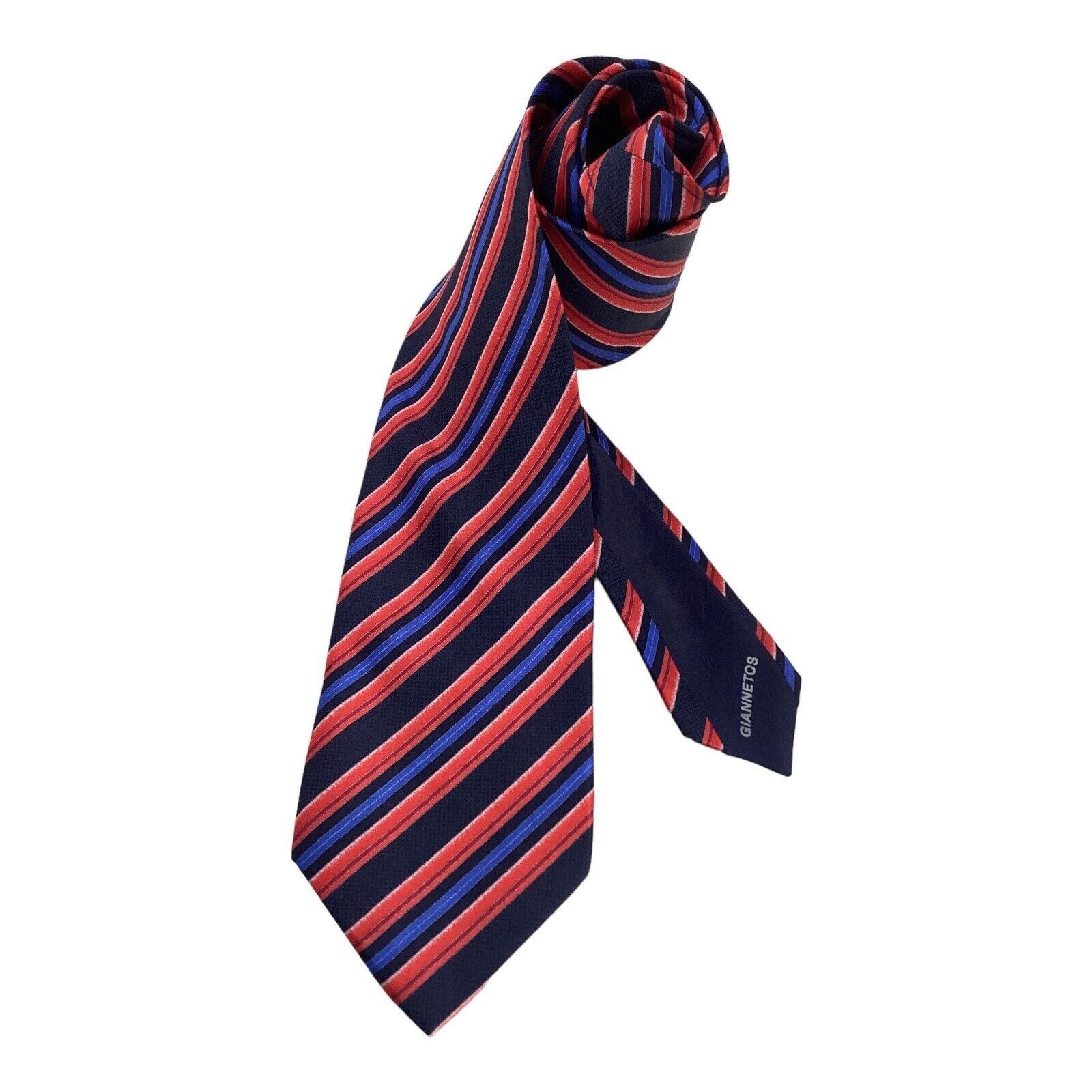Other ITALO FERRETTI Red Blue Striped Luxury Silk Tie Hand Made It Size ONE SIZE - 1 Thumbnail