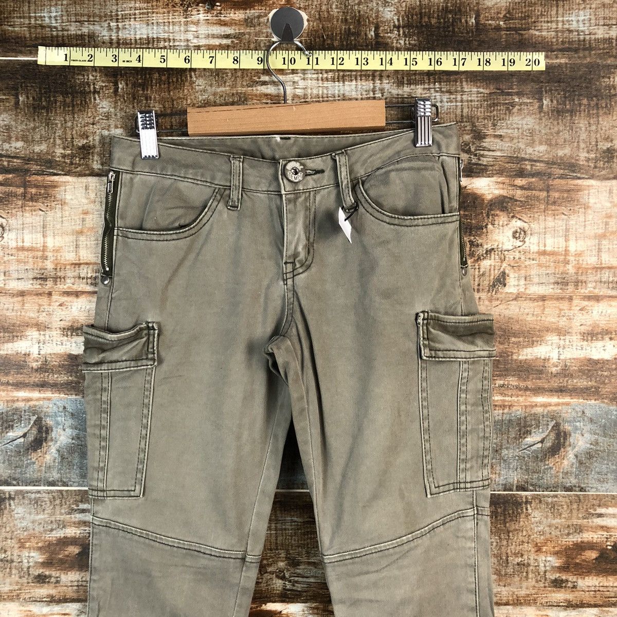 Japanese Brand Spiral Temp Green Cargo Multipocket Pants #A2456 Size 25" / US 0 / IT 36 - 4 Thumbnail