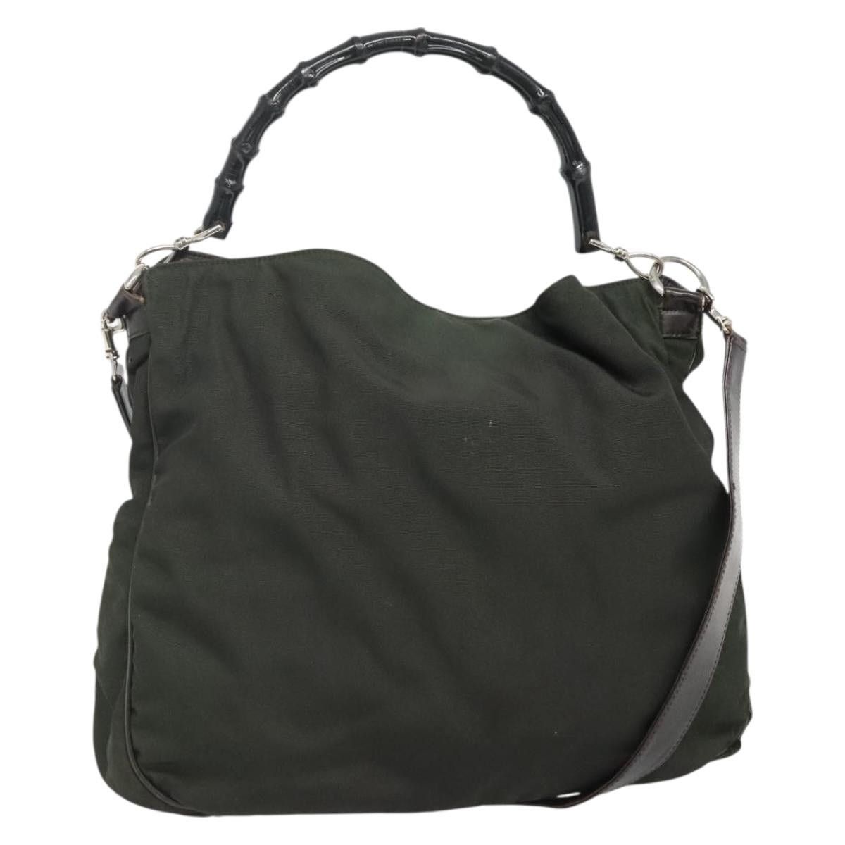 Gucci GUCCI Bamboo Hand Bag Nylon Khaki Silver 001 1577 001 1577 Size ONE SIZE - 1 Thumbnail
