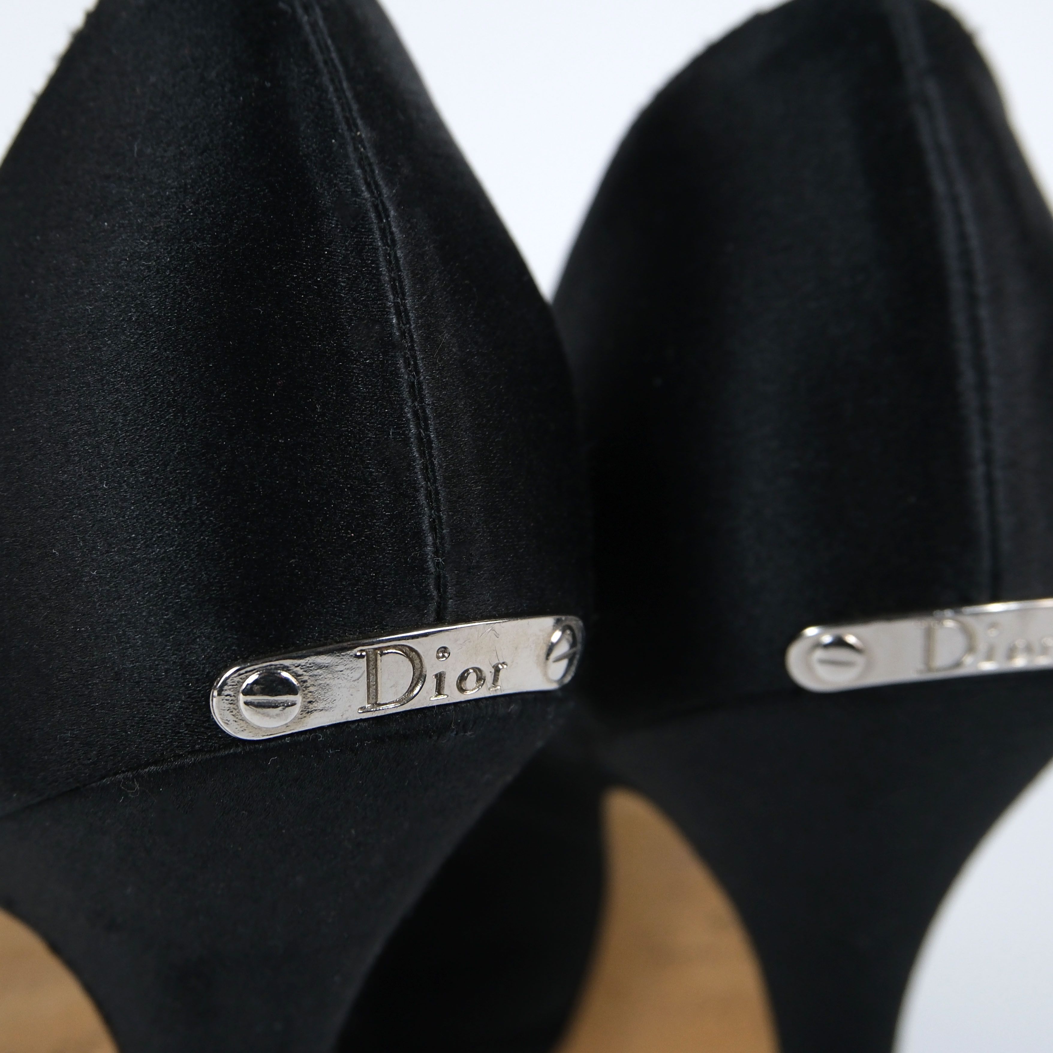 Dior Black Satin Peep Toe Heels Size US 5.5 / IT 35.5 - 4 Thumbnail