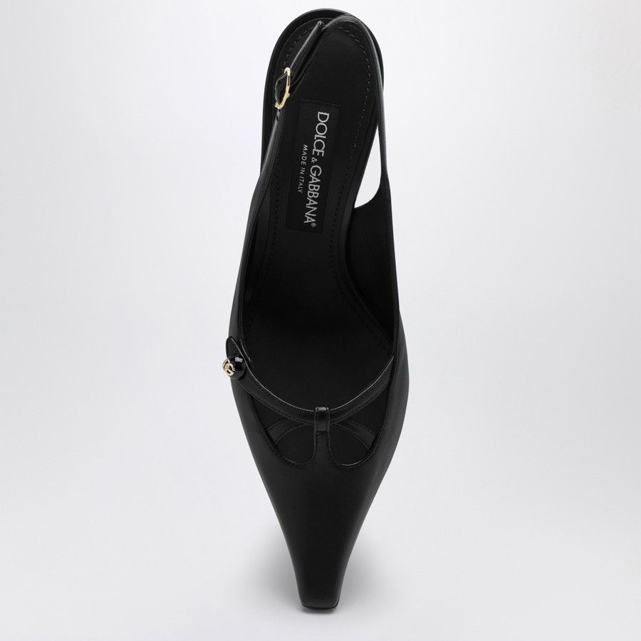 Dolce & Gabbana o1d2blof0824 Leather Slingback Decollete in Black Size US 8.5 / IT 38.5 - 3 Thumbnail