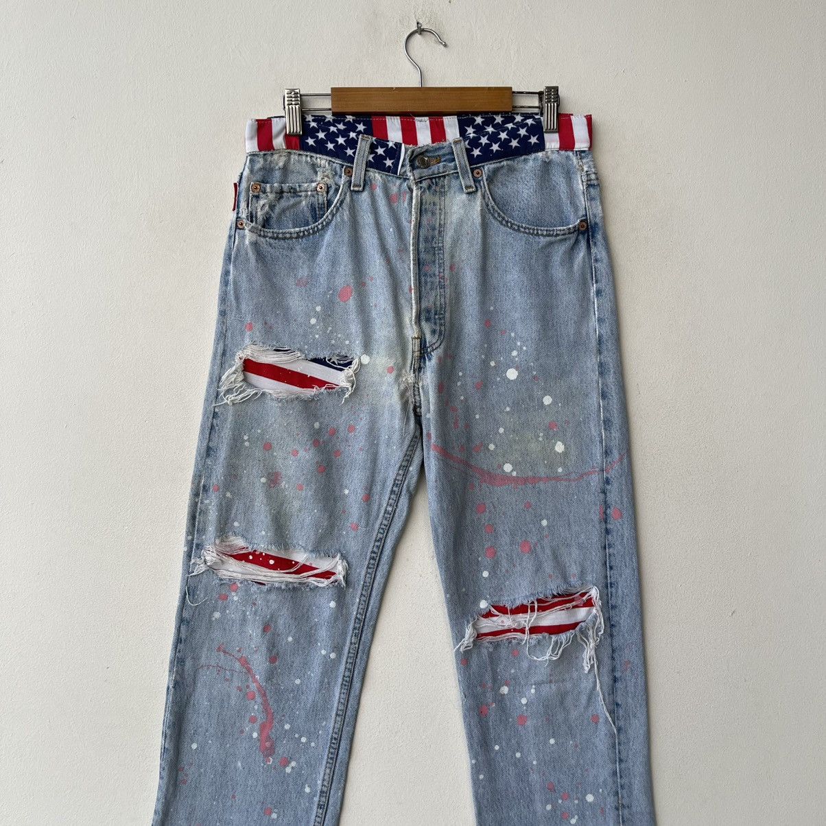 Levi's 90s Levi’s 501 Reworked Americana Paint Splatter Denim Jeans Size US 32 / EU 48 - 2 Thumbnail