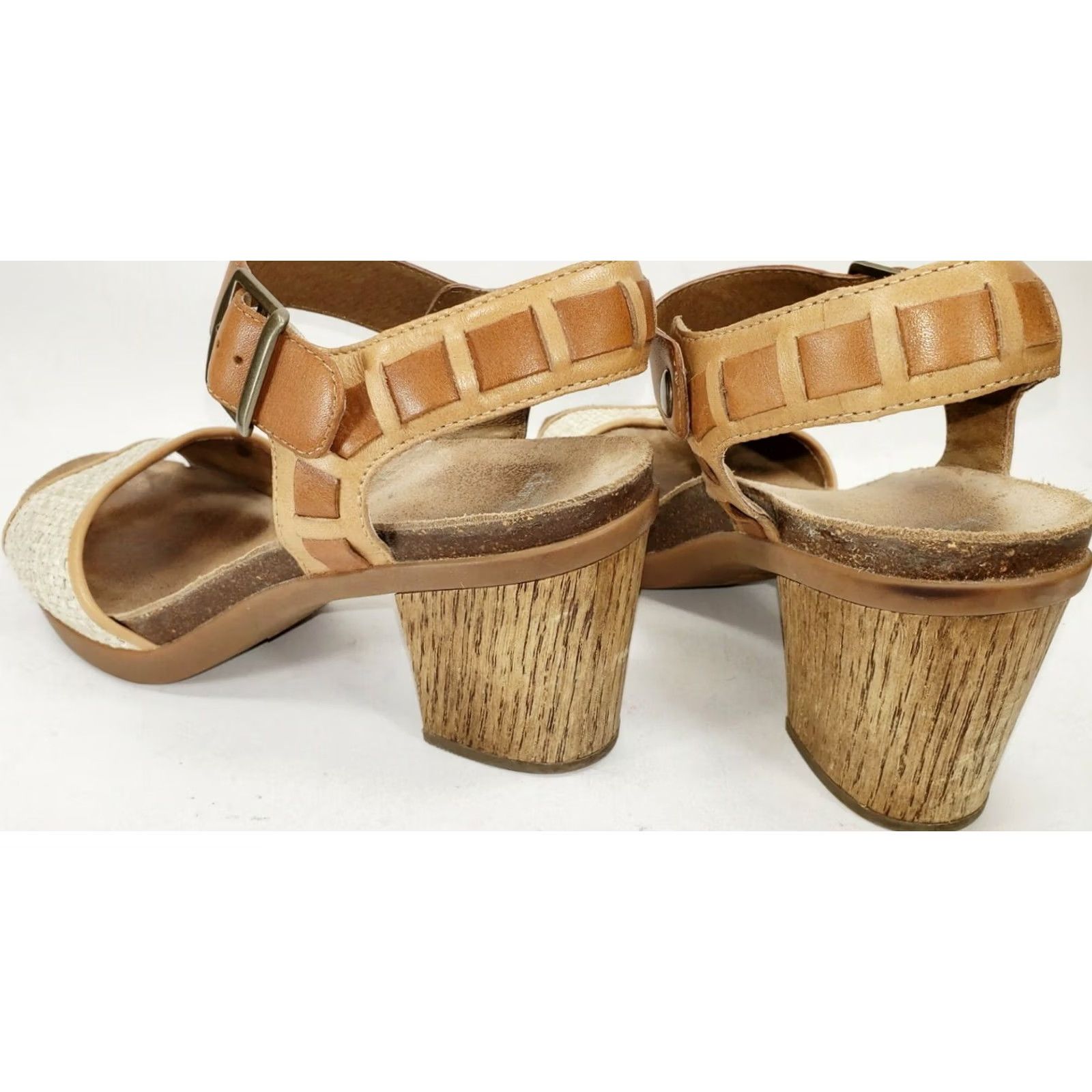 Dansko Dansko Ankle Strap Heeled Sandal Women's 9.5 Brown Leather Wicker 3" Heel XS/Size 9.5 M Open Toe Buckle Comfort Casual Dress Women Size US 10 / IT 40 - 5 Thumbnail