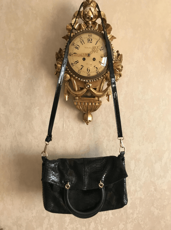 Vintage Black Snake Effect Leather Big Bag by Realer Size ONE SIZE - 7 Thumbnail