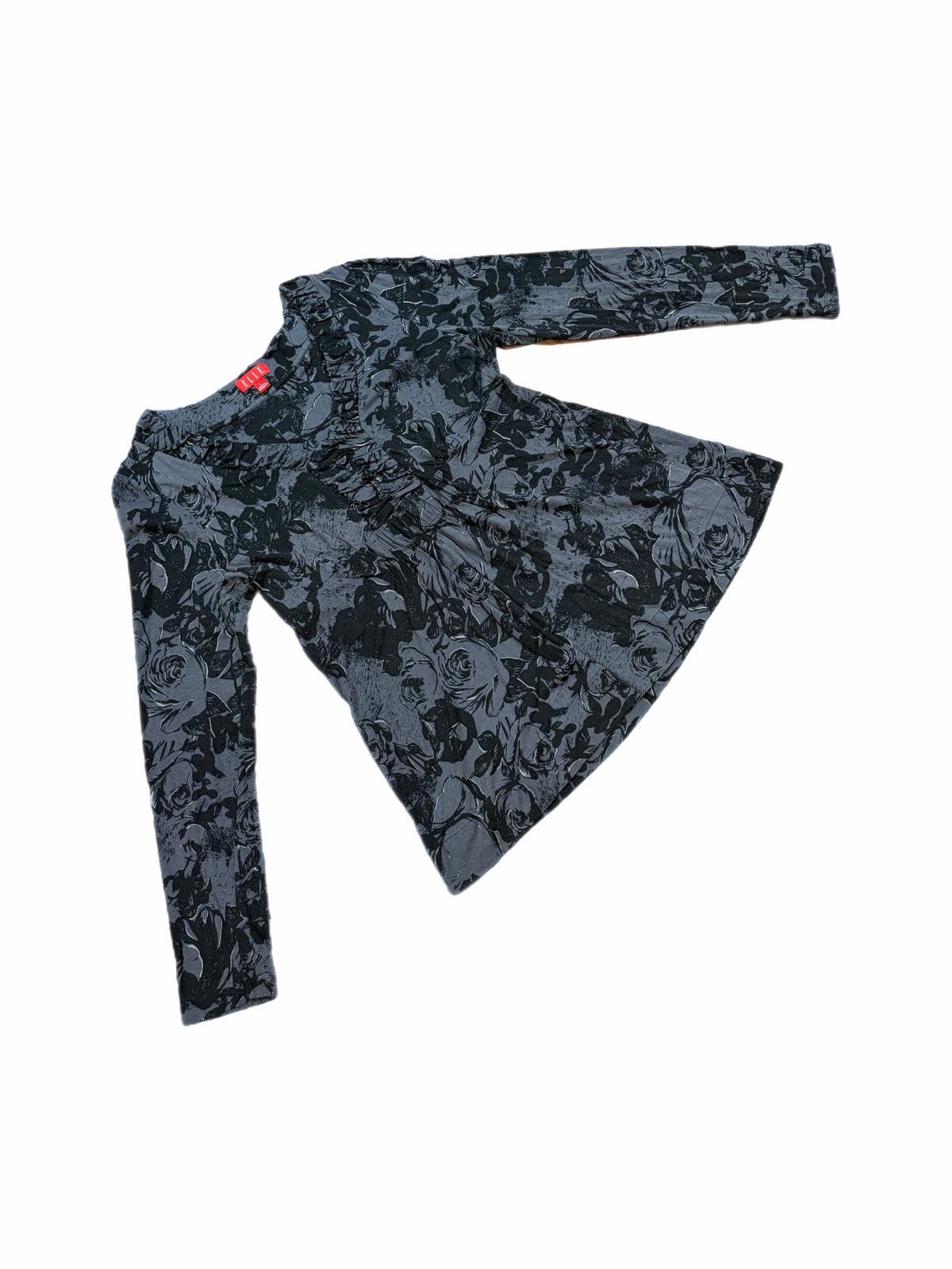 Elie Tahari ELLE Tunic Blouse Floral Pima Cotton Modal Top Long Sleeve Size L / US 10 / IT 46 - 1 Thumbnail