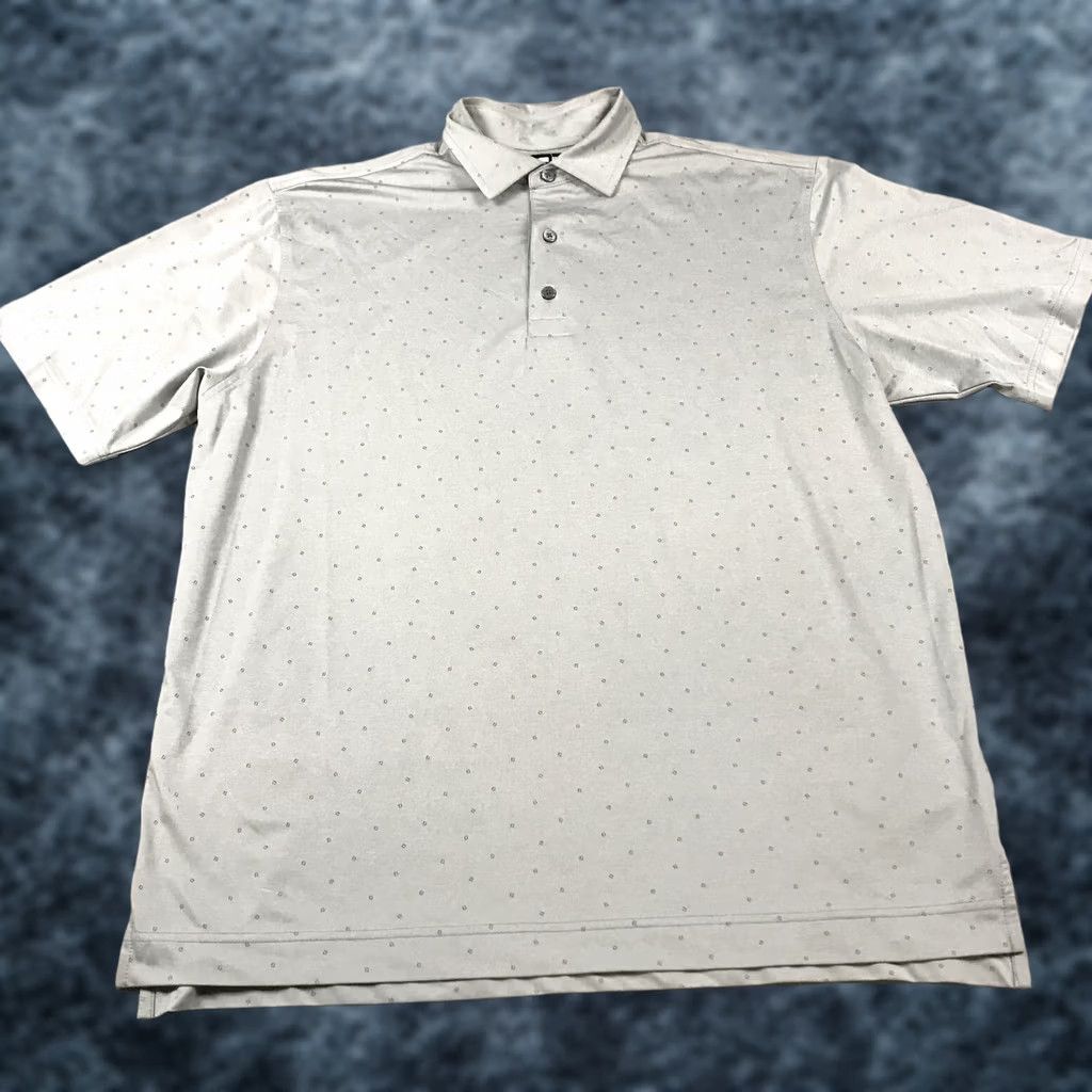 Footjoy FootJoy Polo Shirt Mens XL Gray Stretch Geometric Golf Abstract Logo Activewear, Casual Short Sleeve CollaredPullover Regular Fit Size US XL / EU 56 / 4 - 1 Thumbnail