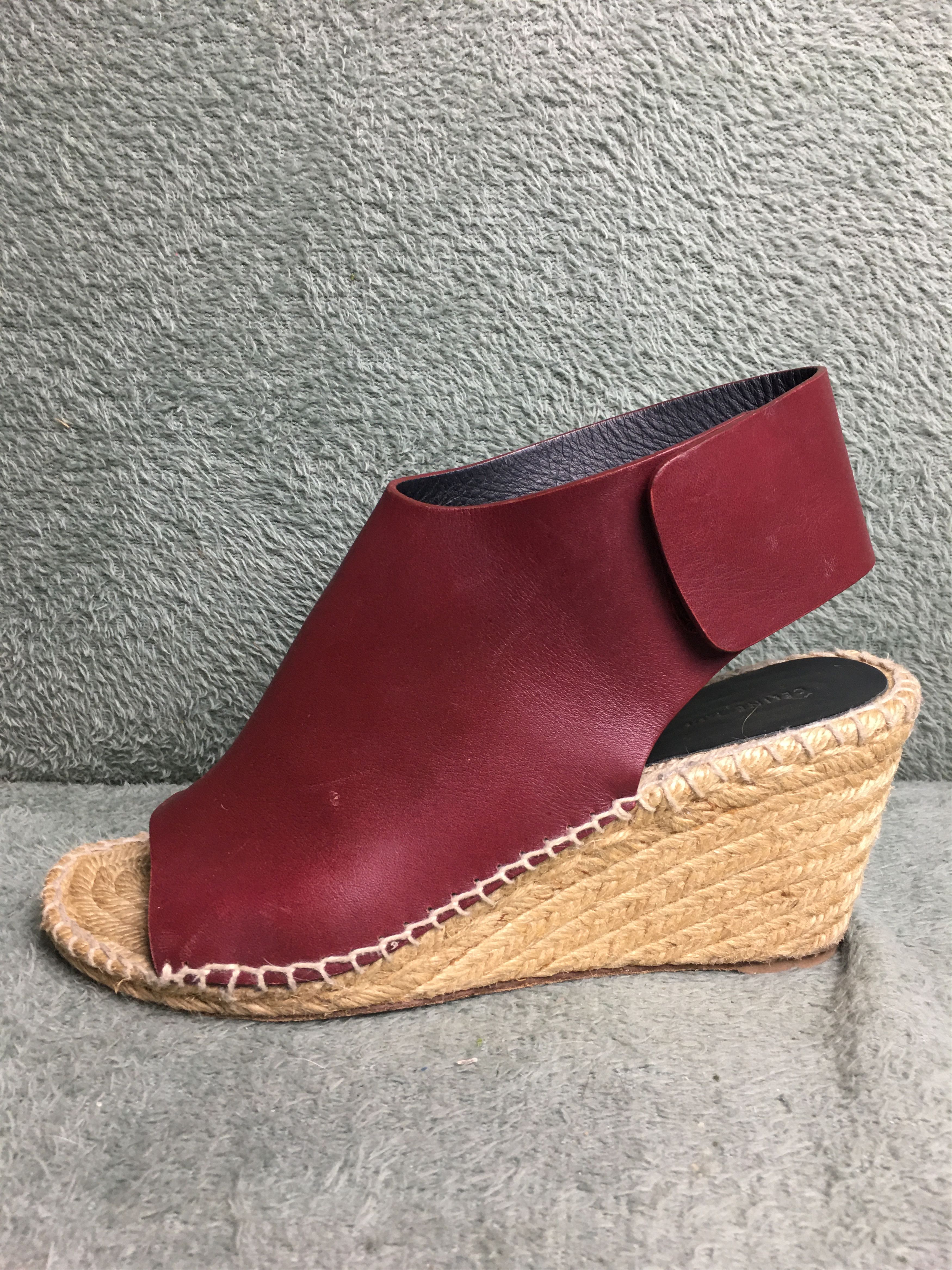 Celine Celine Burgundy Leather Wedge Espadrilles Sandals Size 39 Size US 9 / IT 39 - 8 Thumbnail