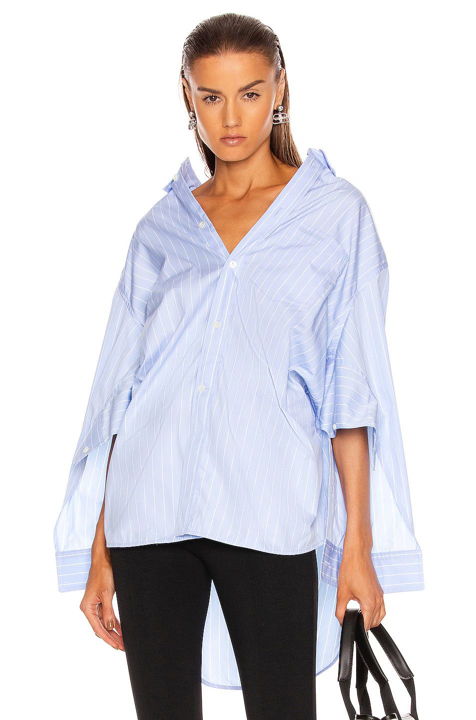 Balenciaga o1la1rc1a1024 Wing Pinstripe Shirt in Sky Blue/White Size XS / US 0-2 / IT 36-38 - 1 Thumbnail