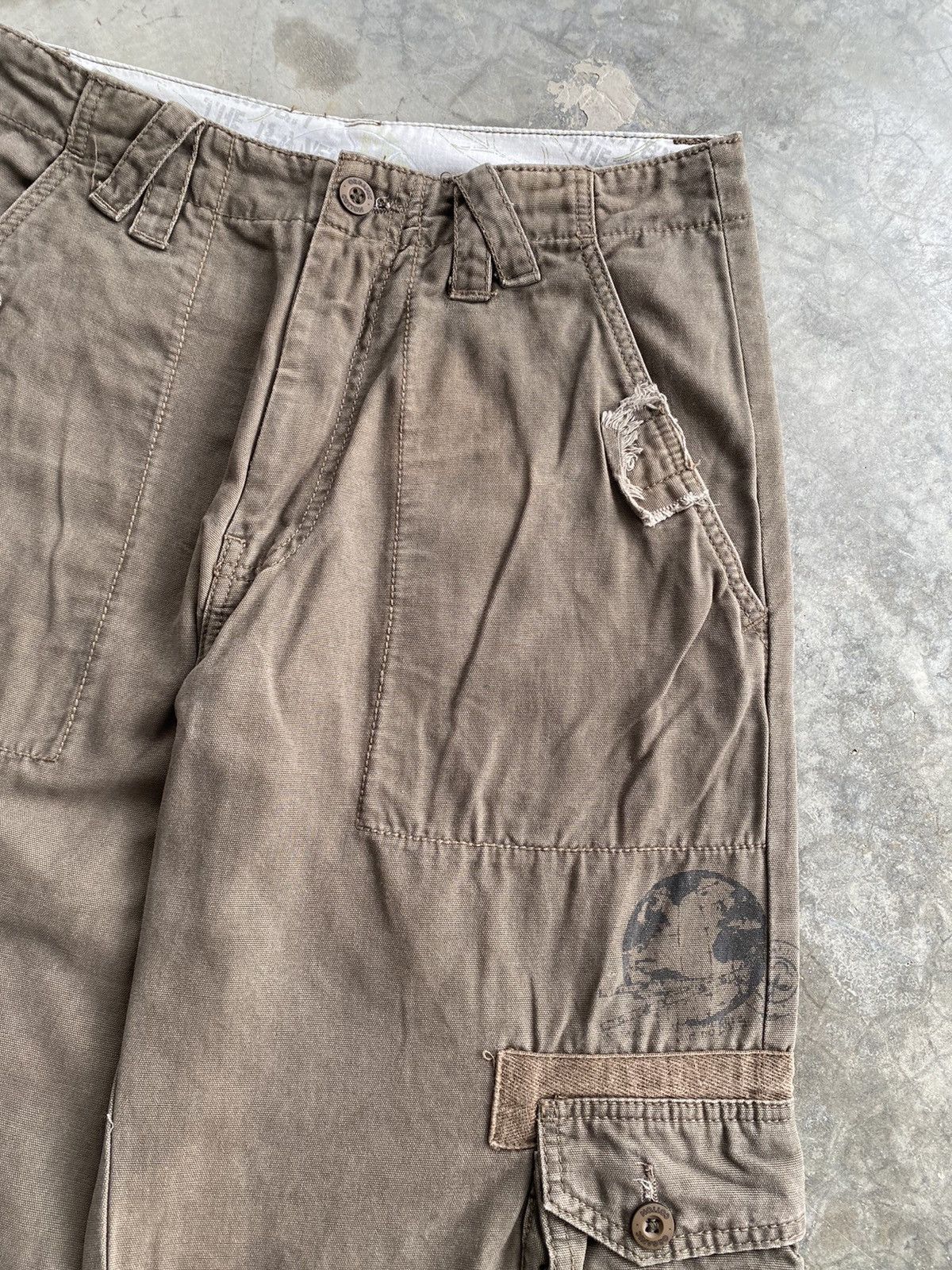 JNCO × Japanese Brand Baggy Jeans Green Source Sun Faded Chocolate/Green Cargo Size US 30 / EU 46 - 7 Thumbnail