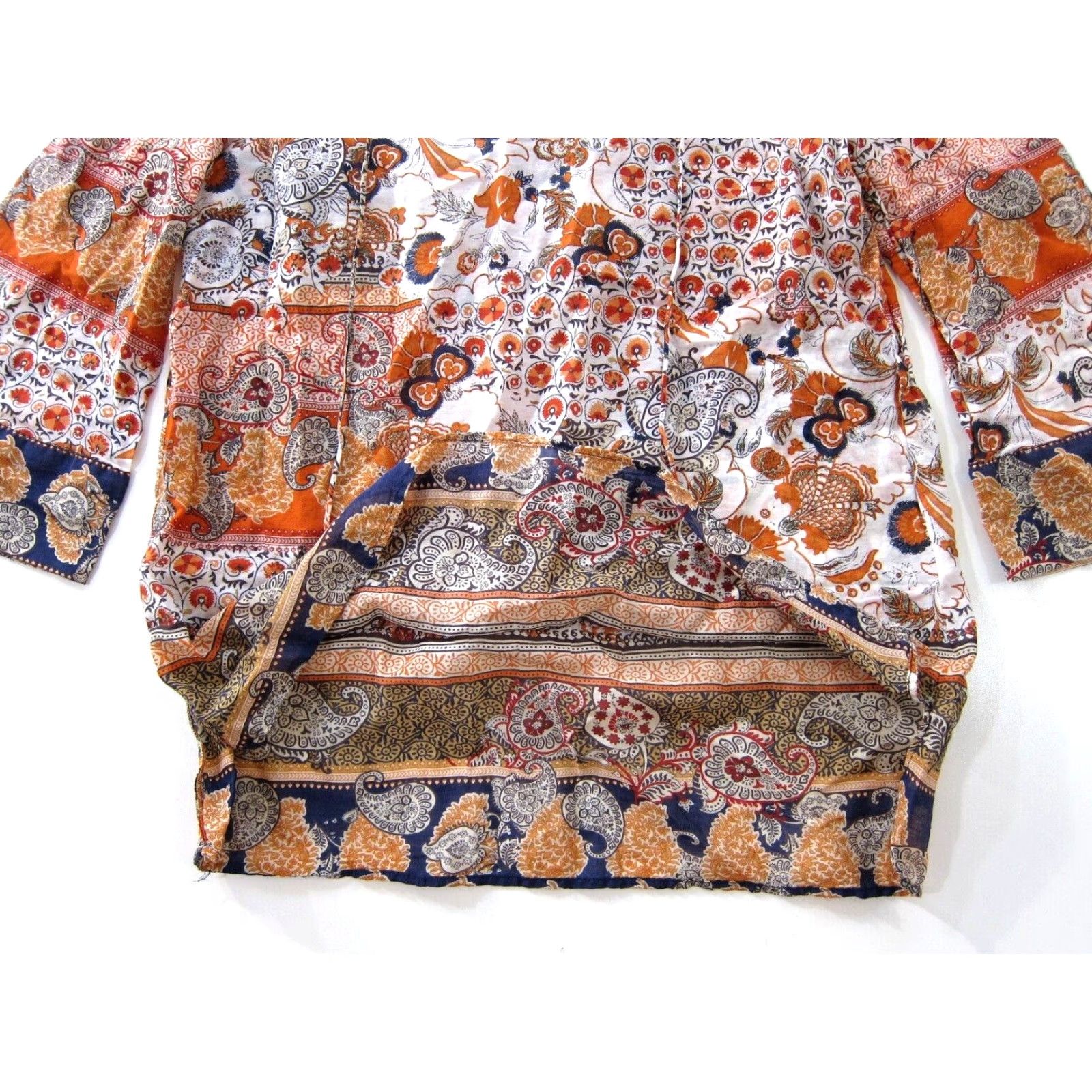 Massimo Dutti Massimo Dutti Cotton Orange Floral Lightweight 3/4 Sleeve Tunic Blouse 4 Womens Blouse Size S / US 4 / IT 40 - 6 Thumbnail