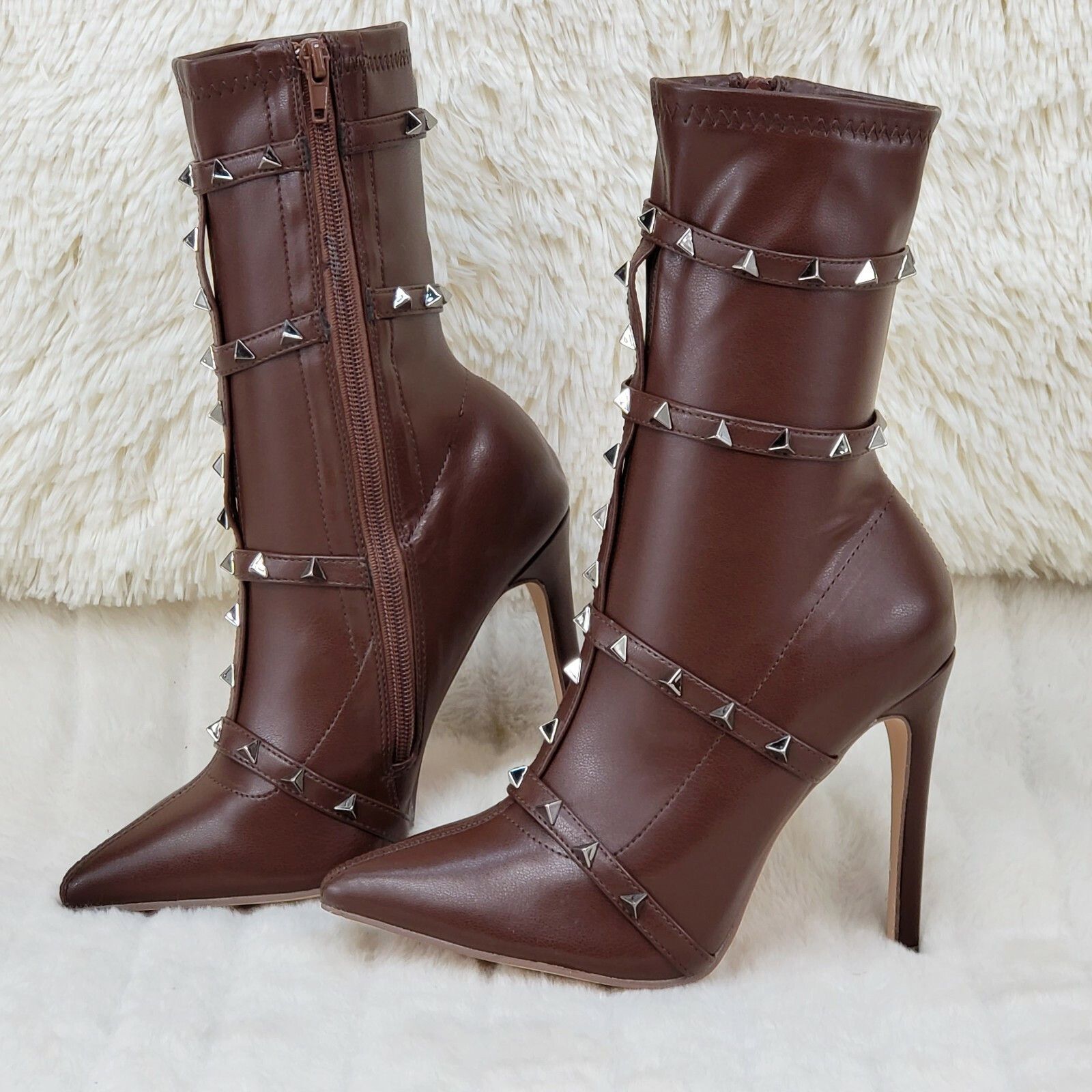Other Mark Pyramid Stud Strap High Heel Pointy Toe Stretch Ankle B Size US 8 / IT 38 - 7 Thumbnail