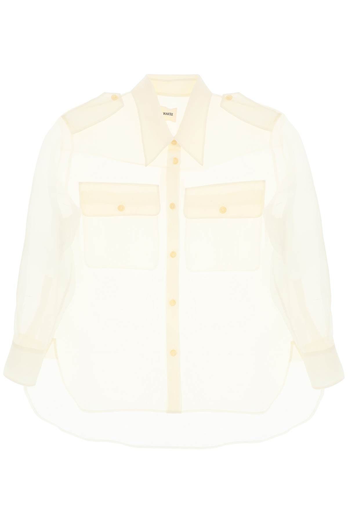 image of Khaite Missa Oversized Organza Shirt in Bone, Women's (Size Small)