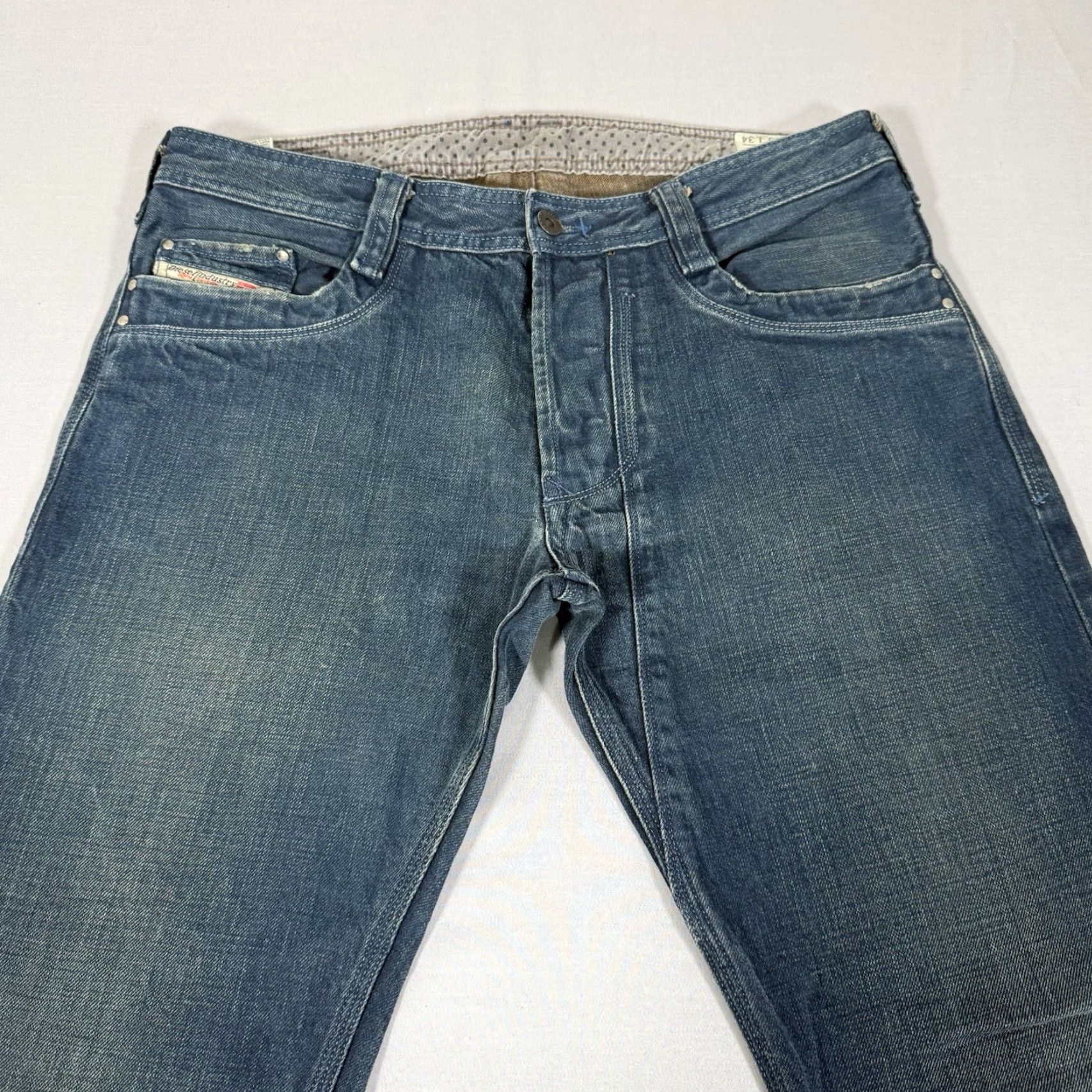 Diesel Diesel Jeans Mens 33x28 Blue TIMMEN Straight Denim Pants Button Fly Western Jeans Size US 33 - 2 Thumbnail