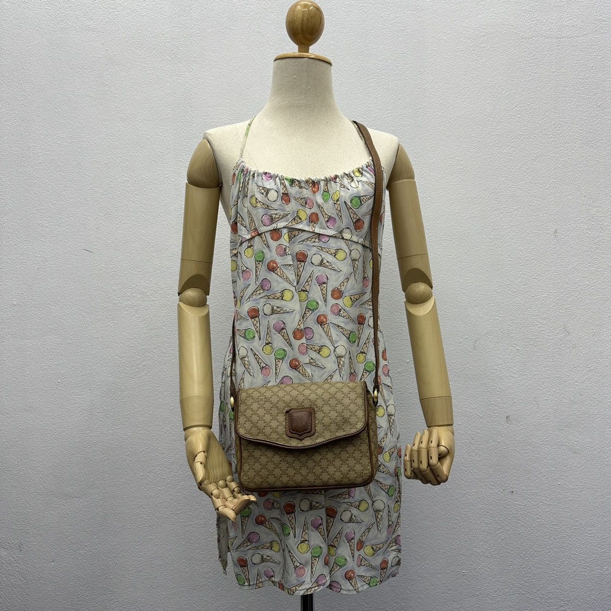 Authentic Celine Macadam Shoulder Crossbody Bag in Beige, Men's