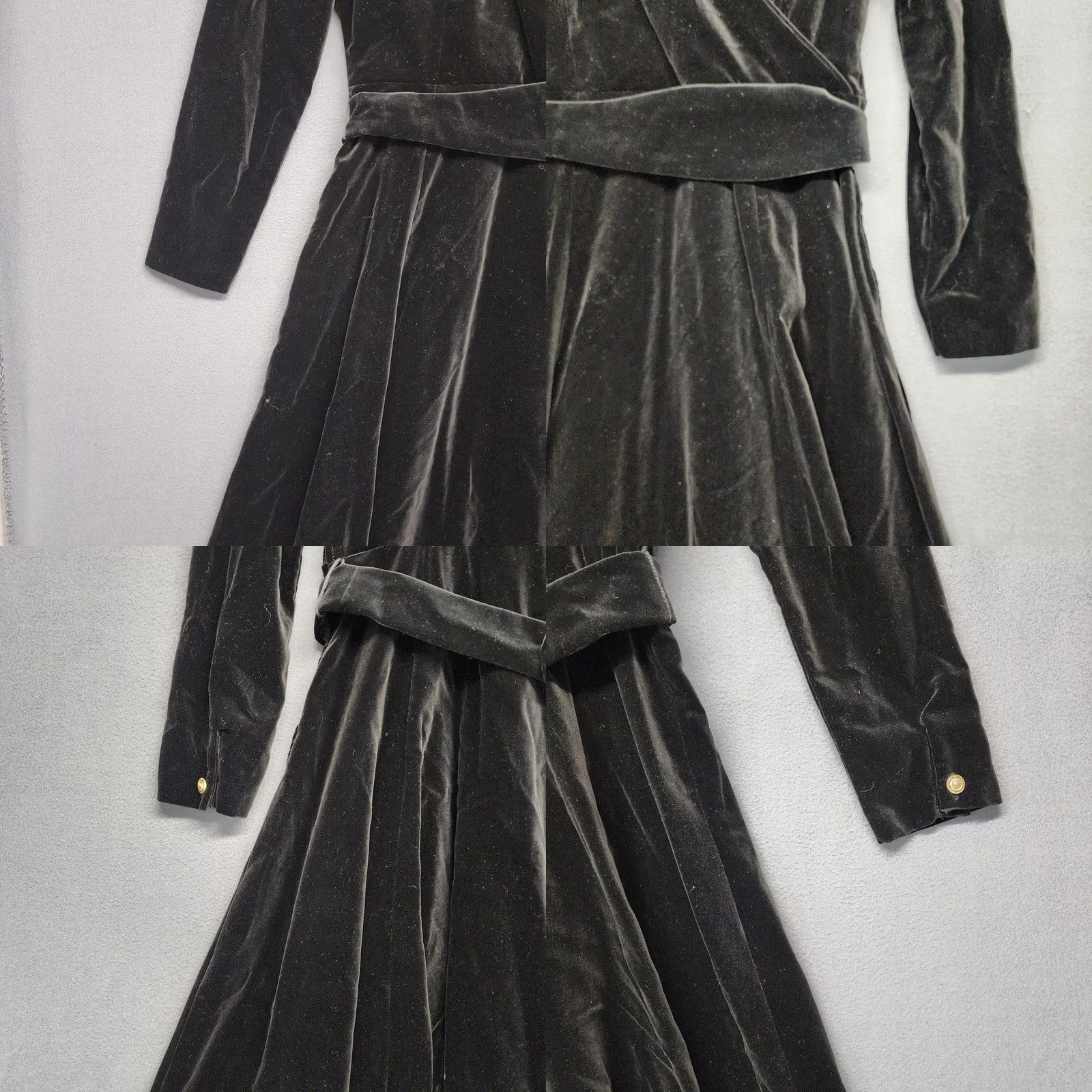 Laura Ashley VINTAGE Laura Ashley Dress Womens 12 Black Velvet Victorian Whimsygoth Belt Size XL / US 12-14 / IT 48-50 - 10 Thumbnail
