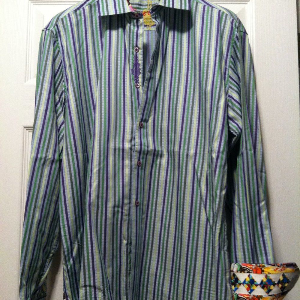 Robert Graham ROBERT GRAHAM MENS NEW MULTICOLOR 100%COTTON CASUAL SHIRT L Size US L / EU 52-54 / 3 - 5 Thumbnail