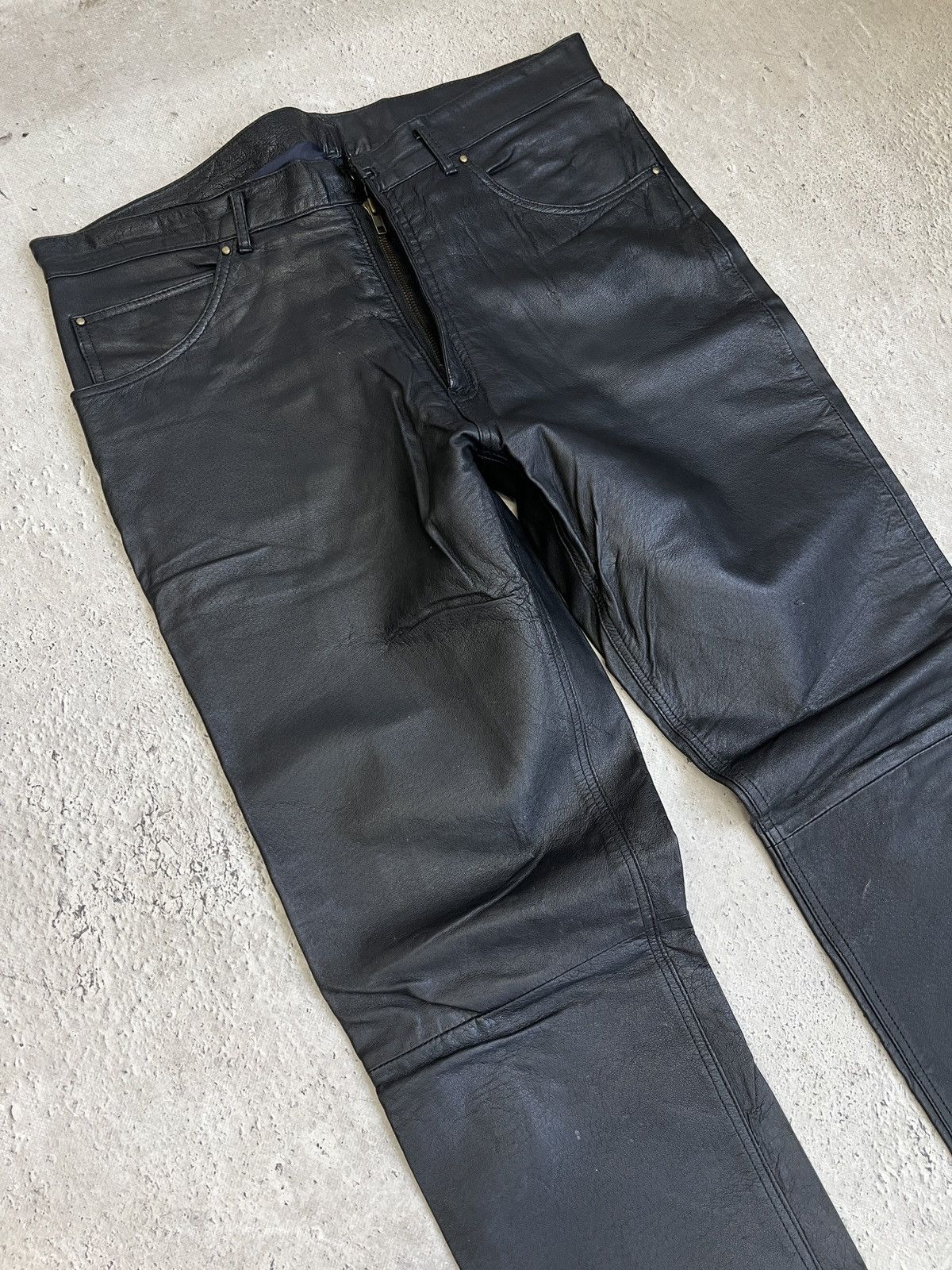 Harley Davidson Black opium leather regular harley davidson style pants y2k Size US 34 / EU 50 - 2 Thumbnail