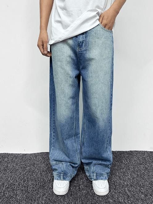 Washed Wide Leg Denim Jeans