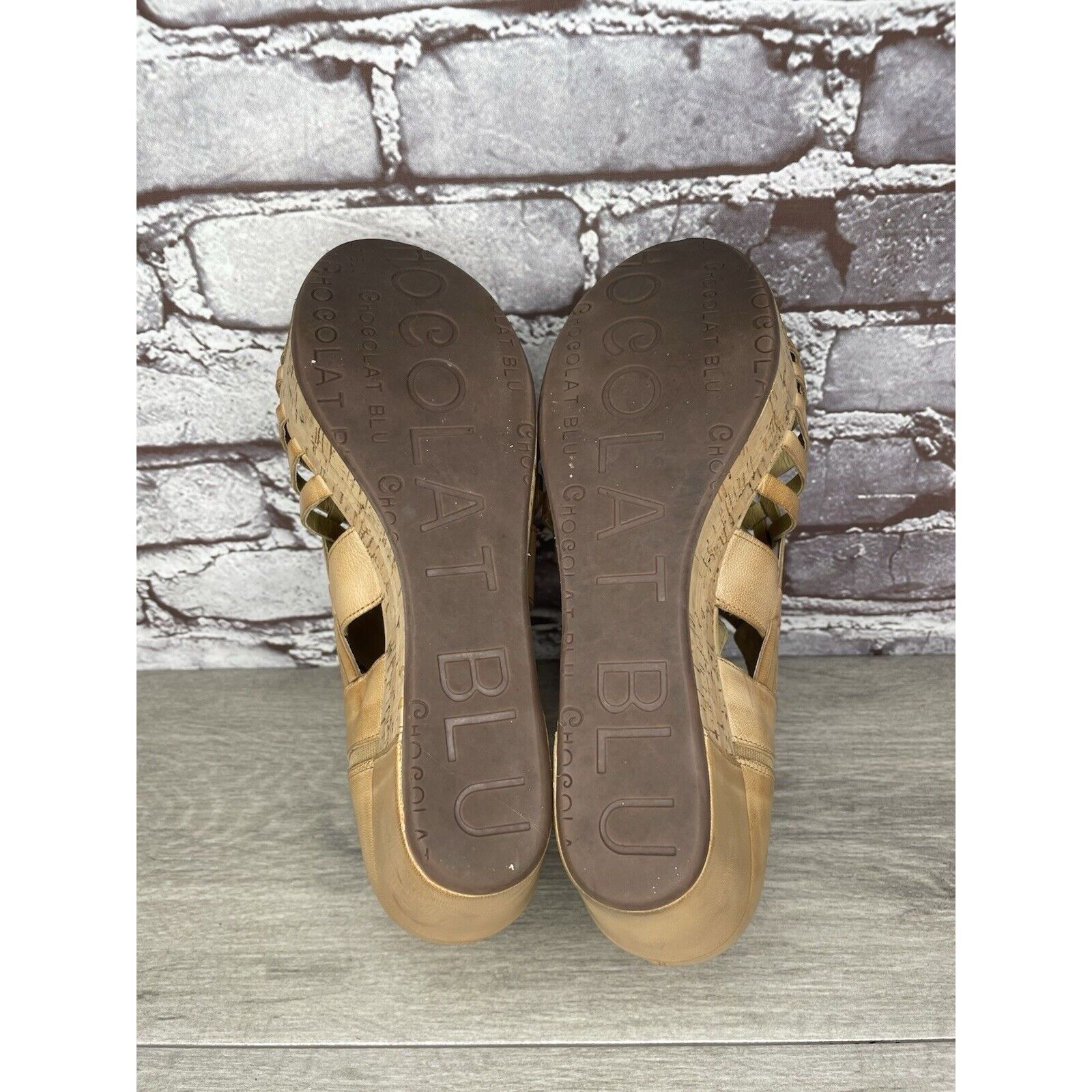Other Chocolat Blu Web Tan Leather Woven Cork Wedge Platform Sanda Size US 9.5 / IT 39.5 - 12 Thumbnail