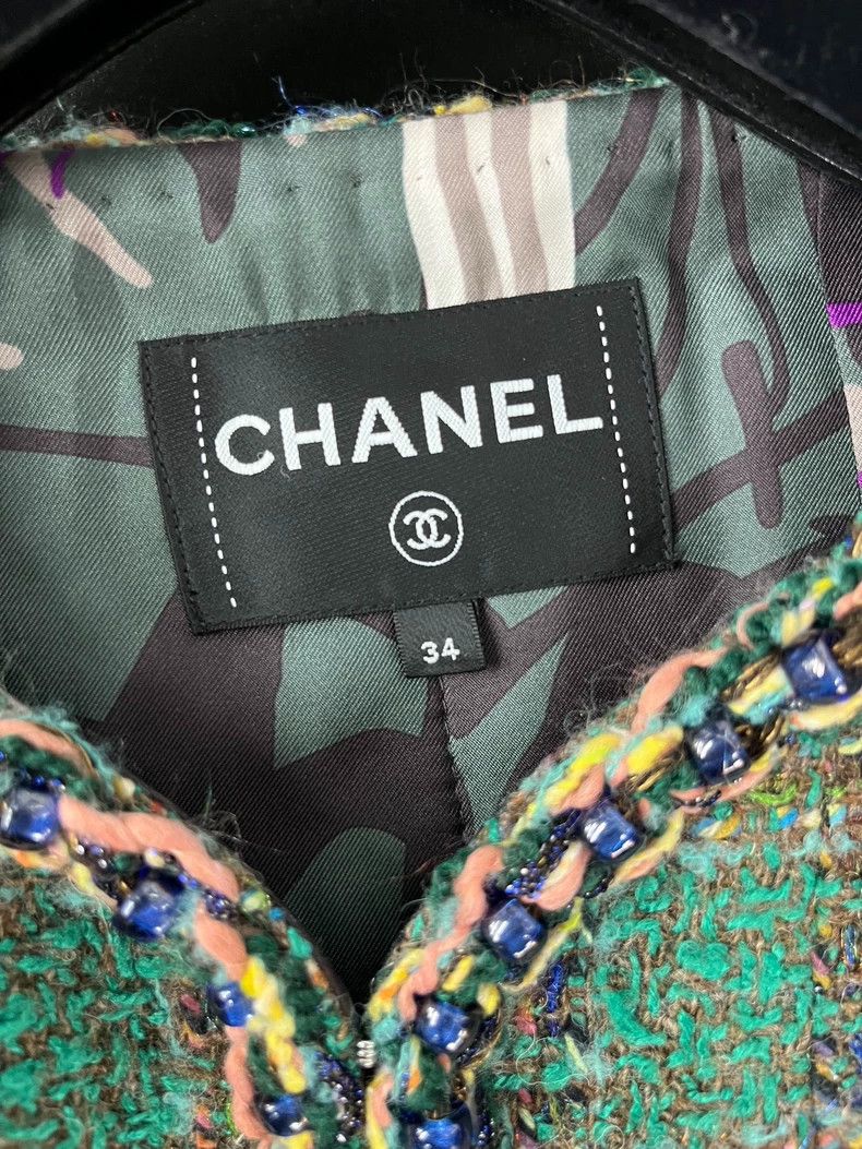 Chanel Chanel Dakar Series Green Rolled Edge Studded Jacket Size XXS / US 00 / IT 34 - 4 Thumbnail