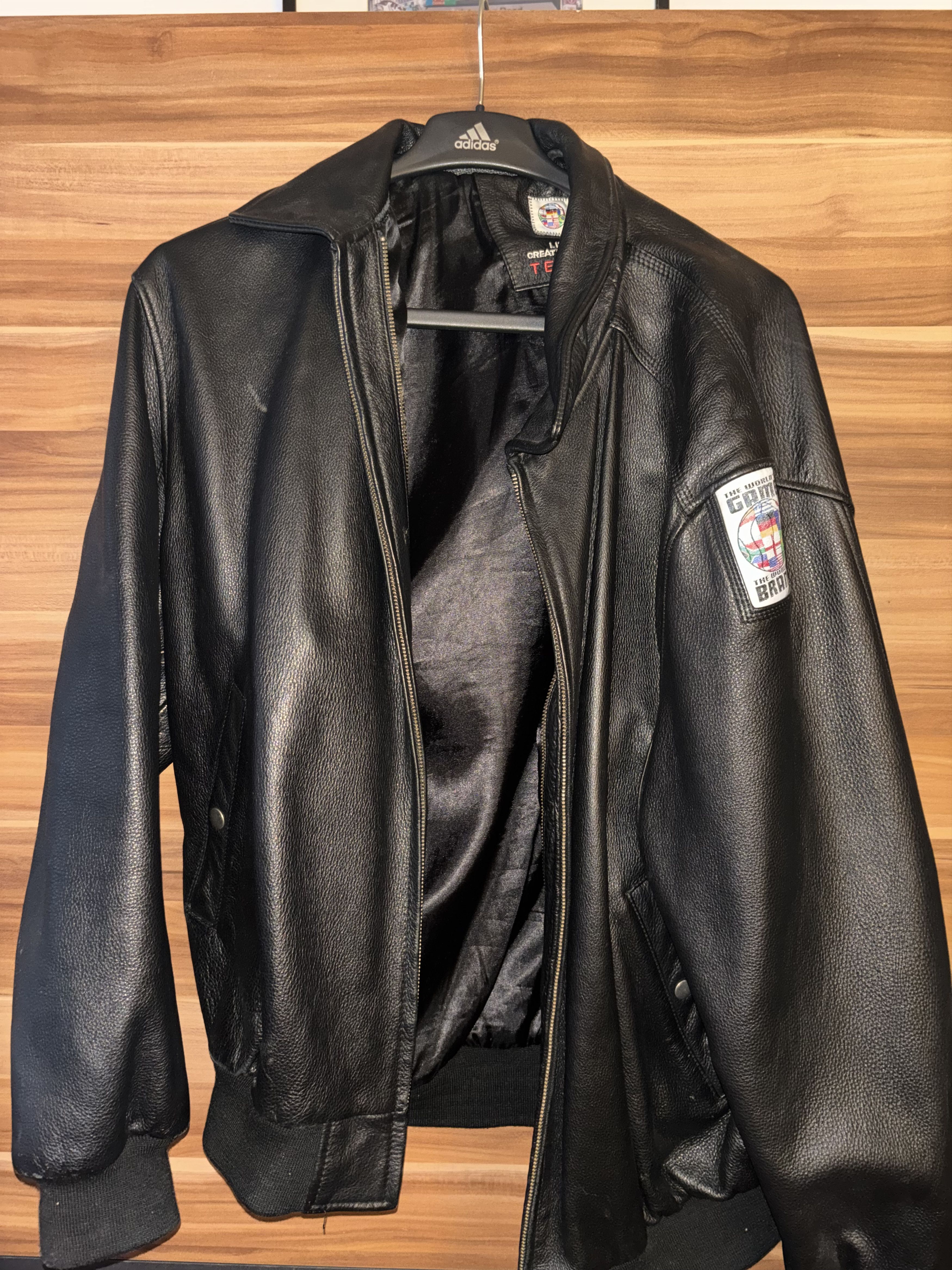 Adidas × Vintage Bomber Adidas Vintage Leather Jacket Sapporo 72