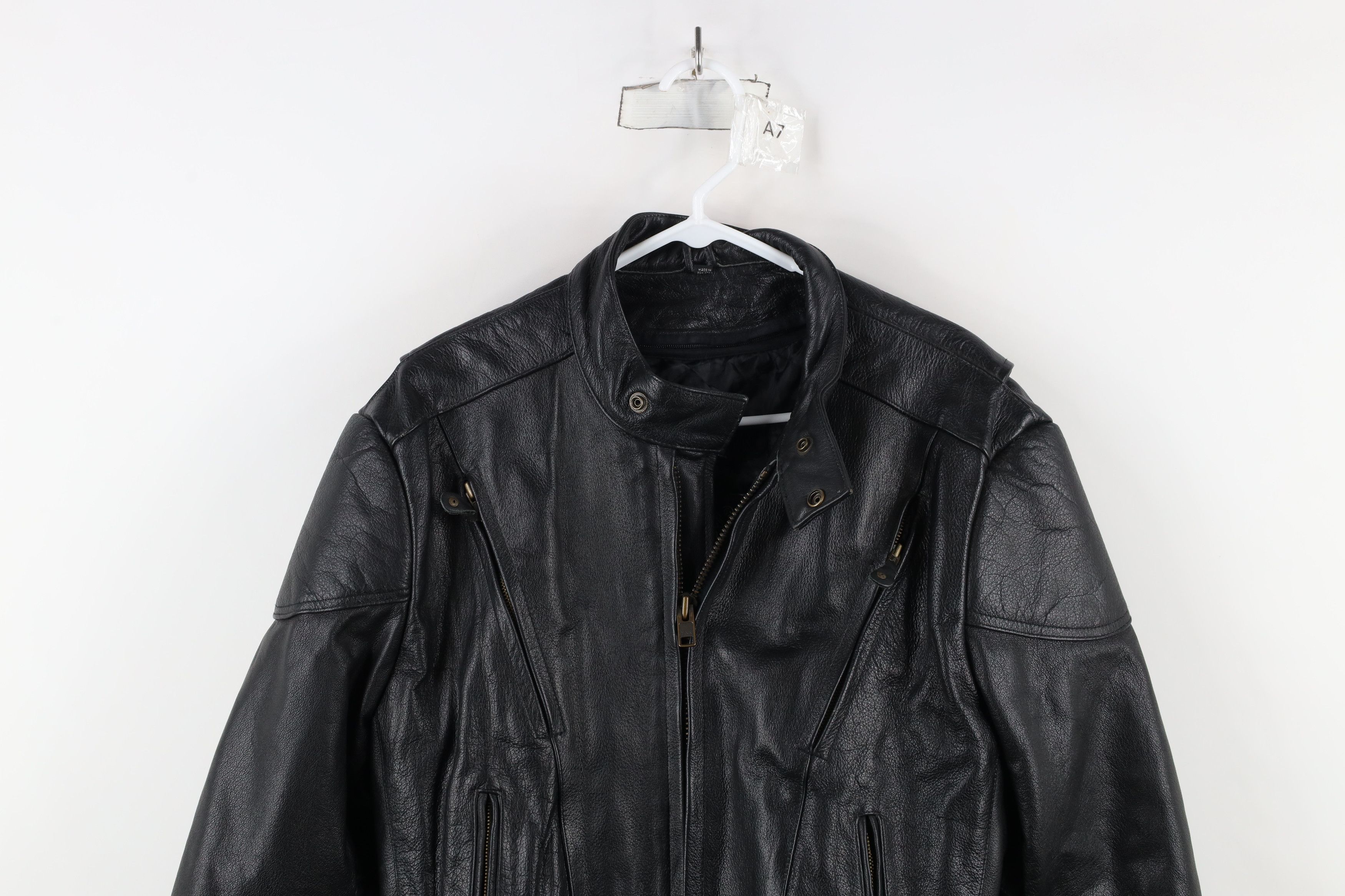 Vintage Vintage 90s Streetwear Padded Leather Motorcycle Jacket Size US M / EU 48-50 / 2 - 2 Thumbnail